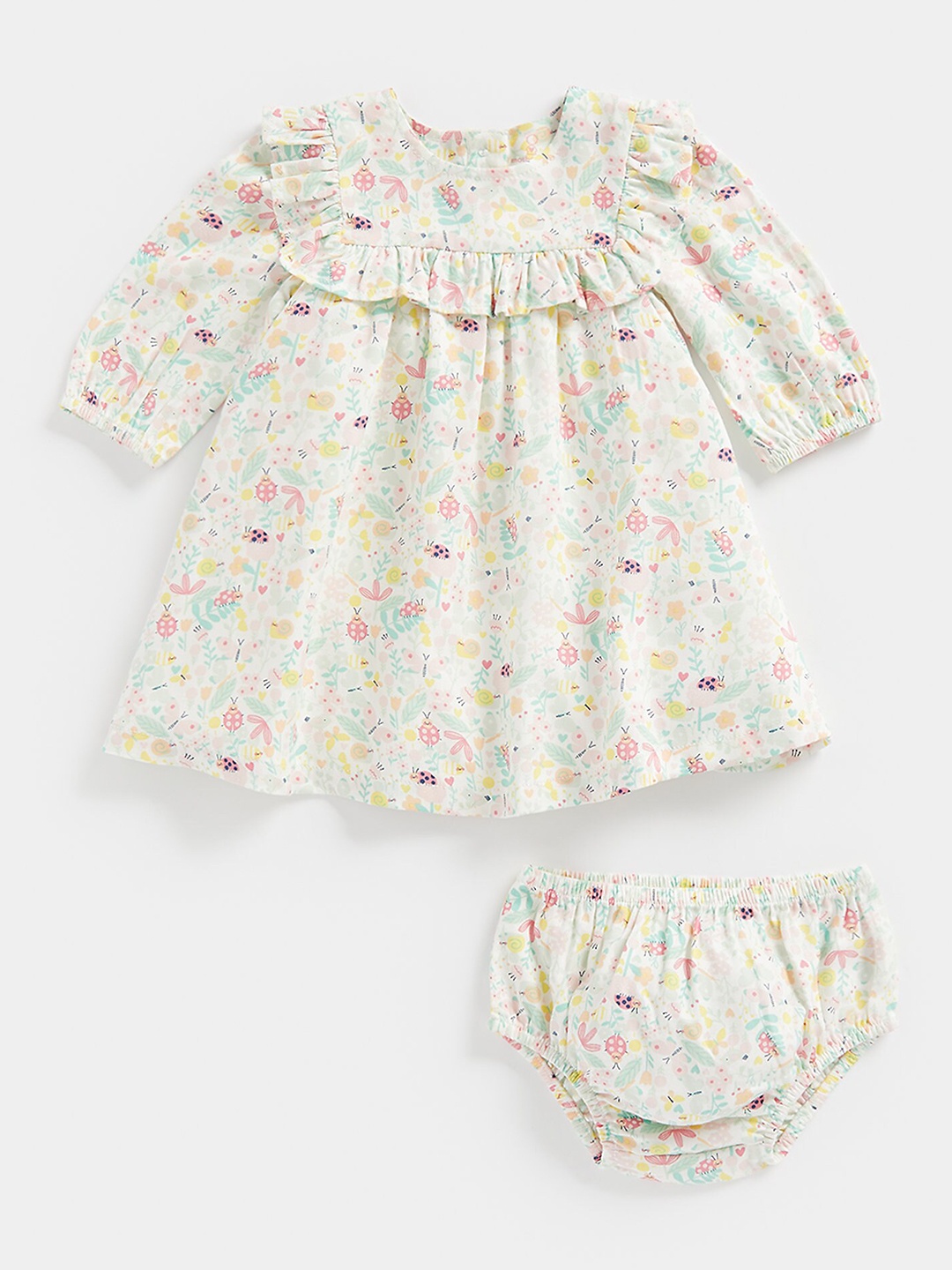 

mothercare Girls Pack of 2 Multicoloured Floral Print A-Line Dress, Multi