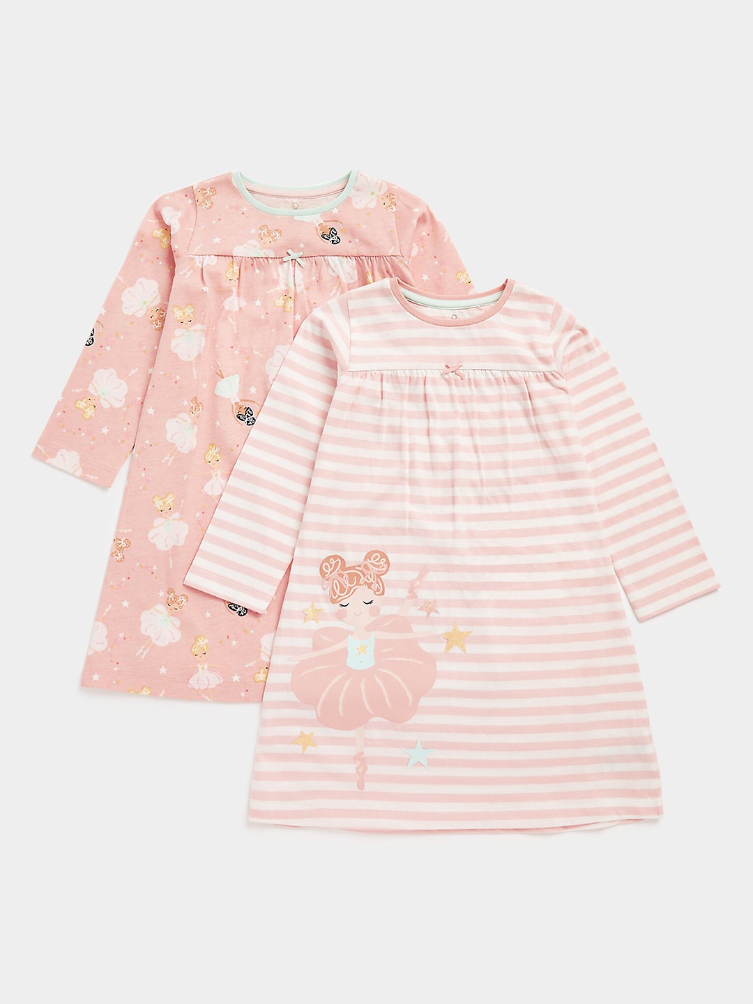 

mothercare Pack of 2 Striped A-Line Dress, Pink