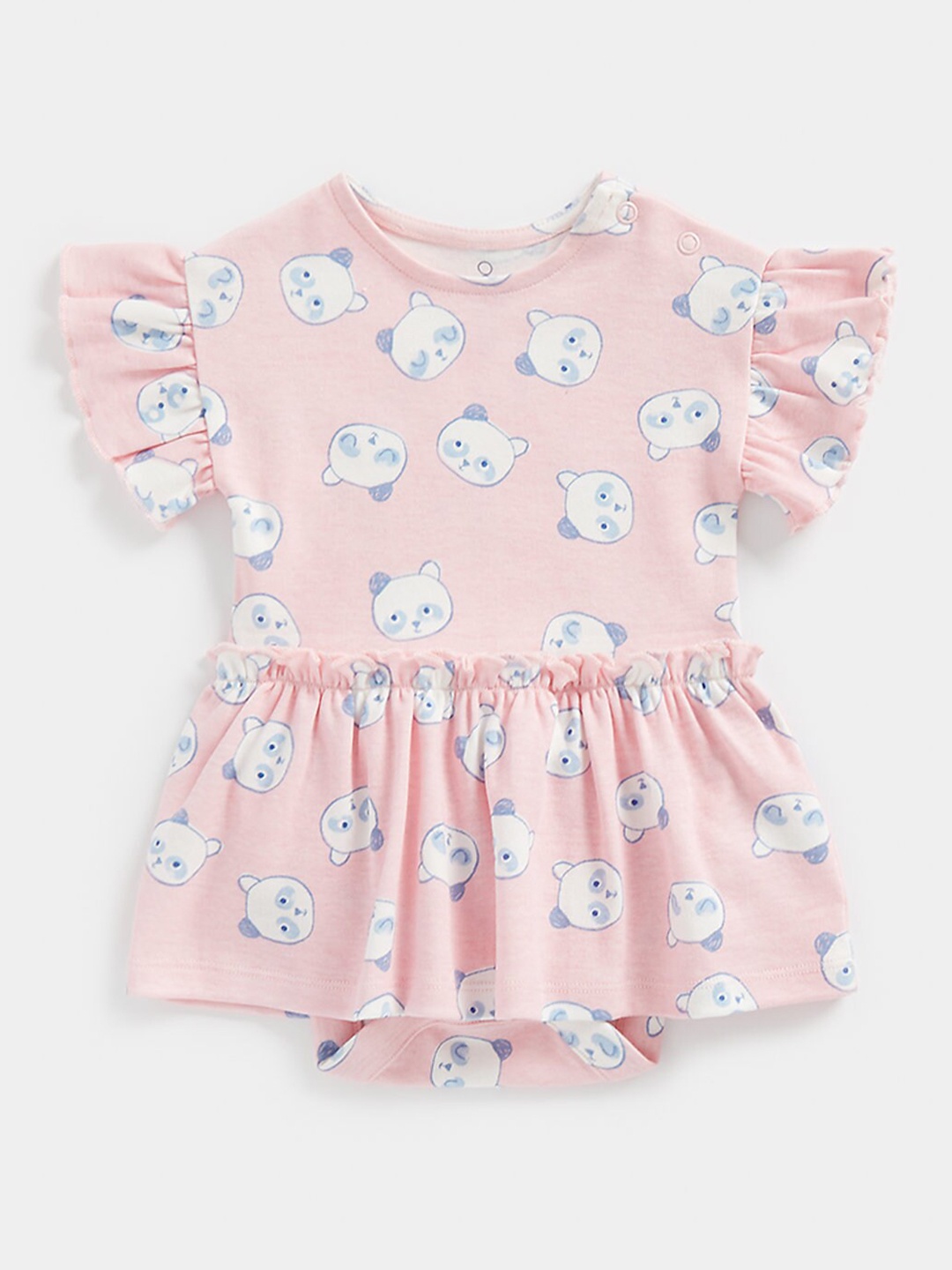 

mothercare Infant Girls Conversational Printed Flutter Sleeve Cotton Bodysuit, Pink