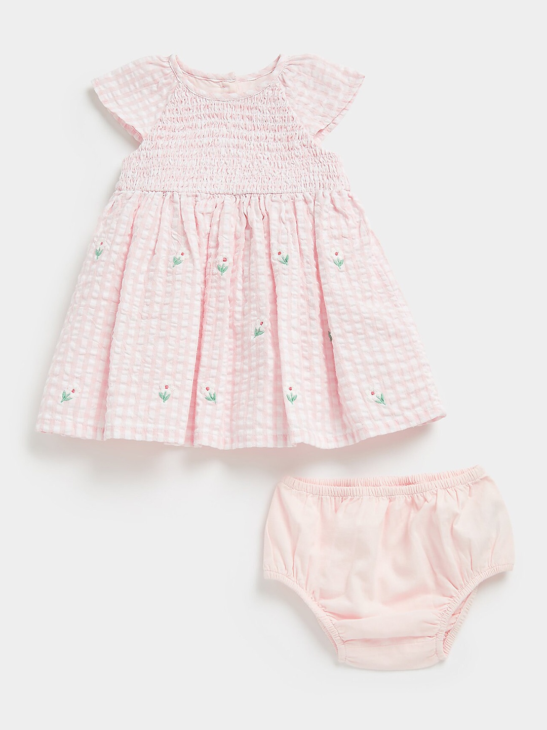 

mothercare Floral Print Fit & Flare Smocked Effect Dress, Pink