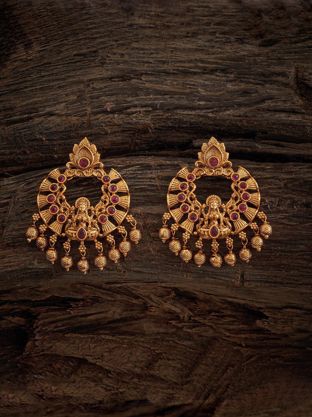 

Kushal's Fashion Jewellery Gold-Plated Circular Antique Drop Earrings