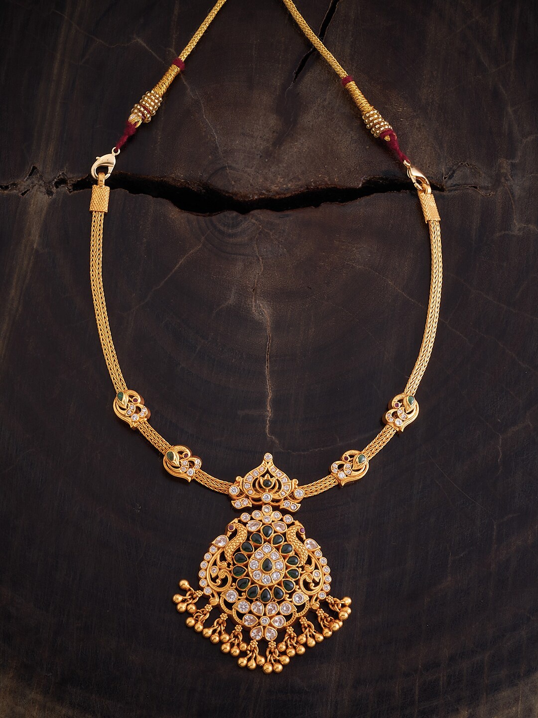

Kushal's Fashion Jewellery 92.5 Pure Silver Temple Necklace, Gold