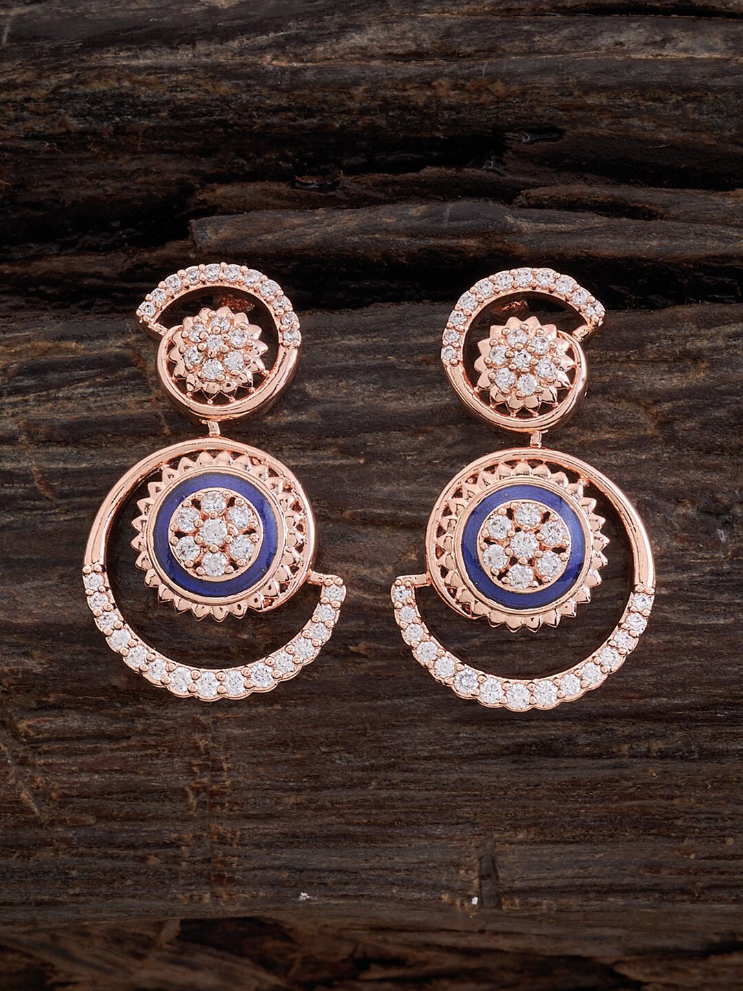 

Kushal's Fashion Jewellery Rose Gold-Plated Circular Drop Earrings, White