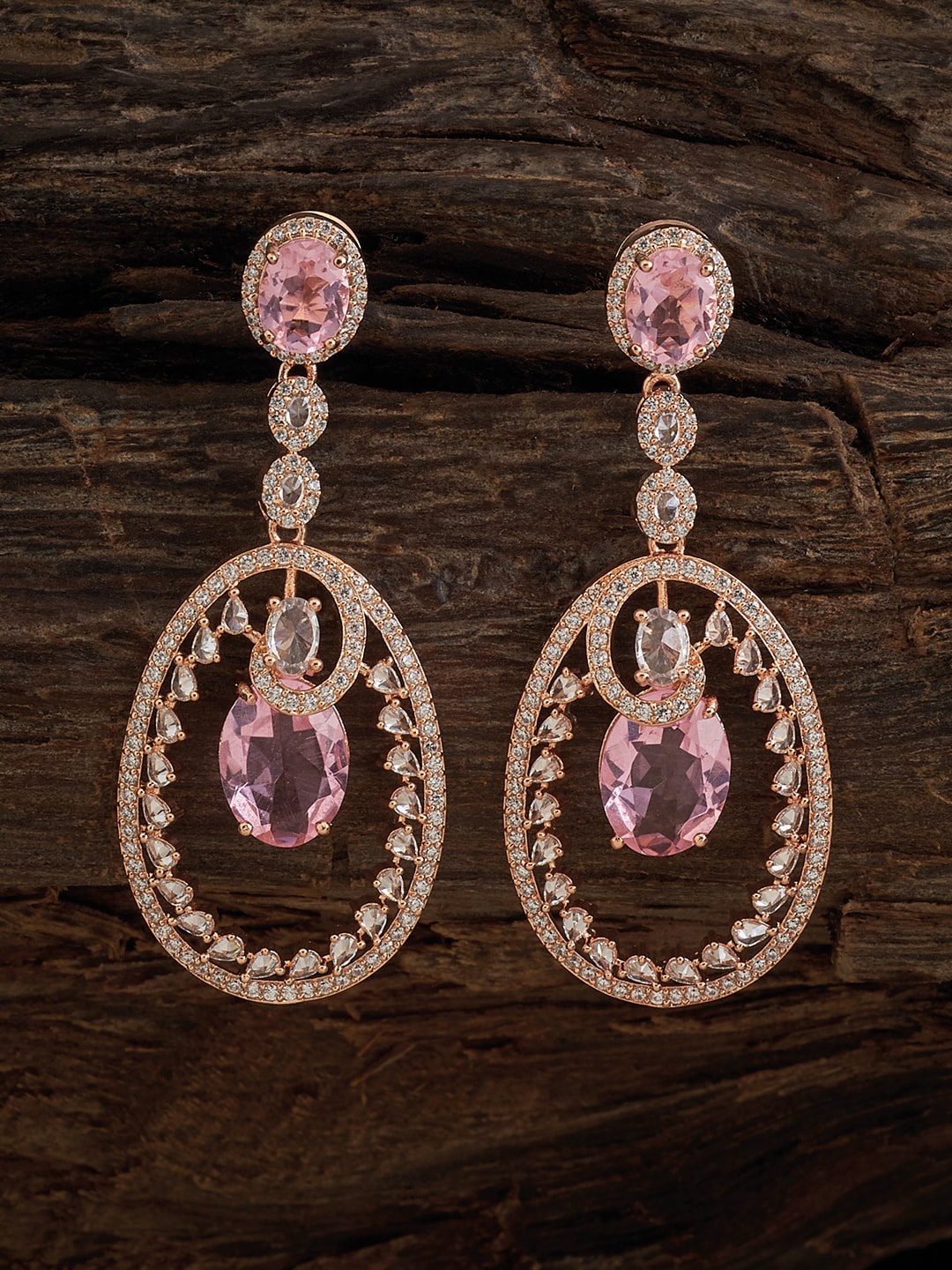 

Kushal's Fashion Jewellery Pink Oval Drop Earrings