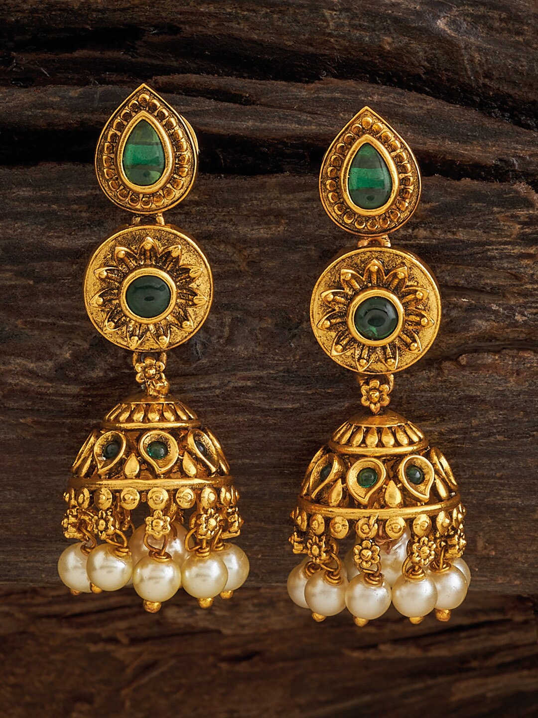 

Kushal's Fashion Jewellery Dome Shaped Jhumkas Earrings, Green