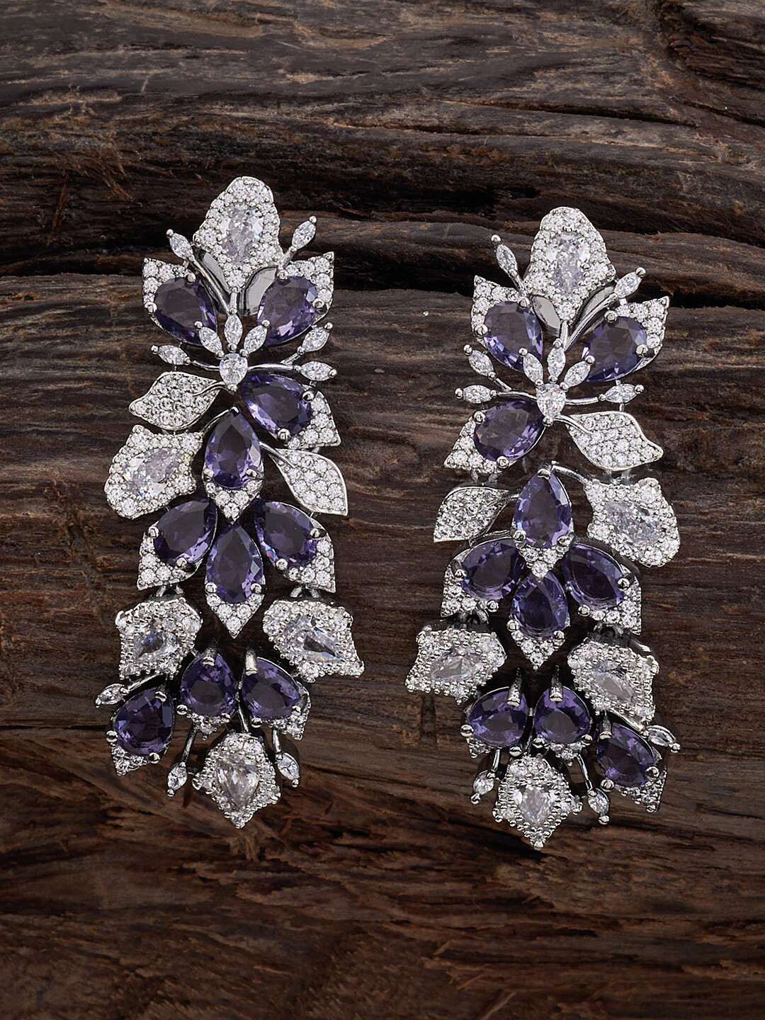 

Kushal's Fashion Jewellery Rhodium-Plated Leaf Shaped Studs Earrings, Silver