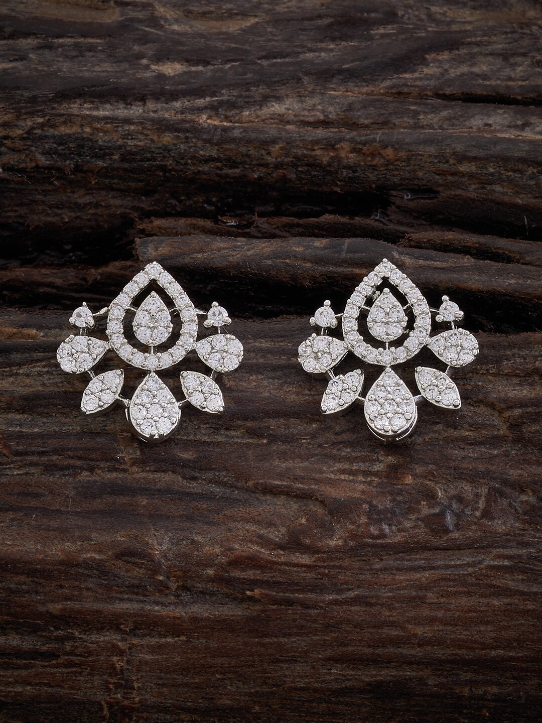 

Kushal's Fashion Jewellery Rhodium-Plated Studs Earrings, White