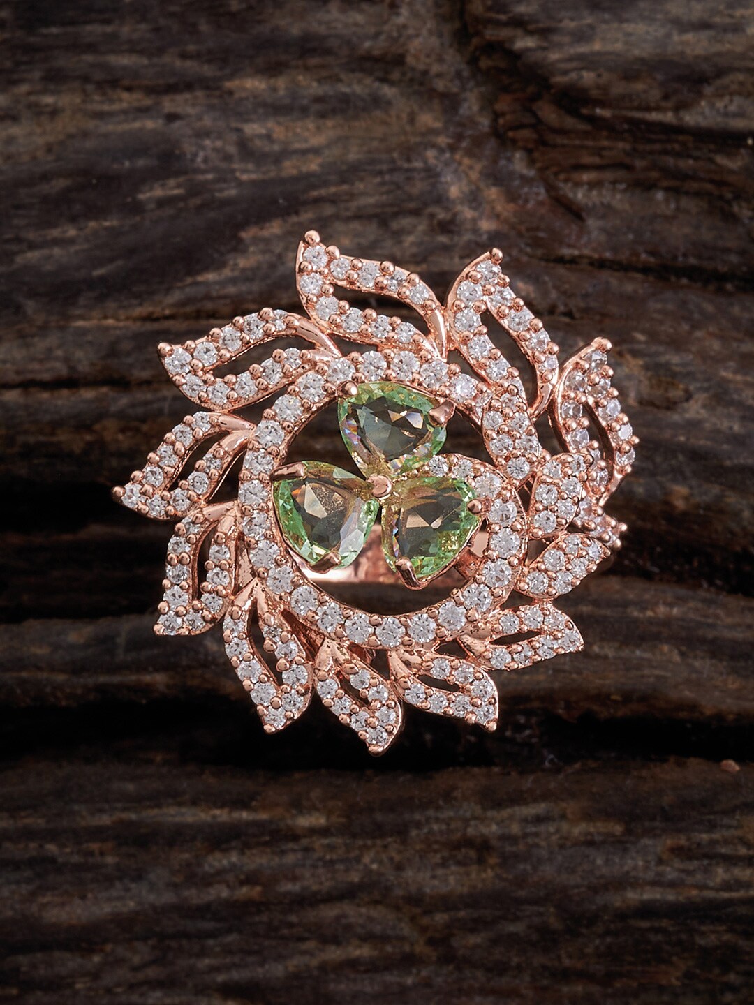 

Kushal's Fashion Jewellery Rose Gold-Plated CZ-Studded Finger Ring