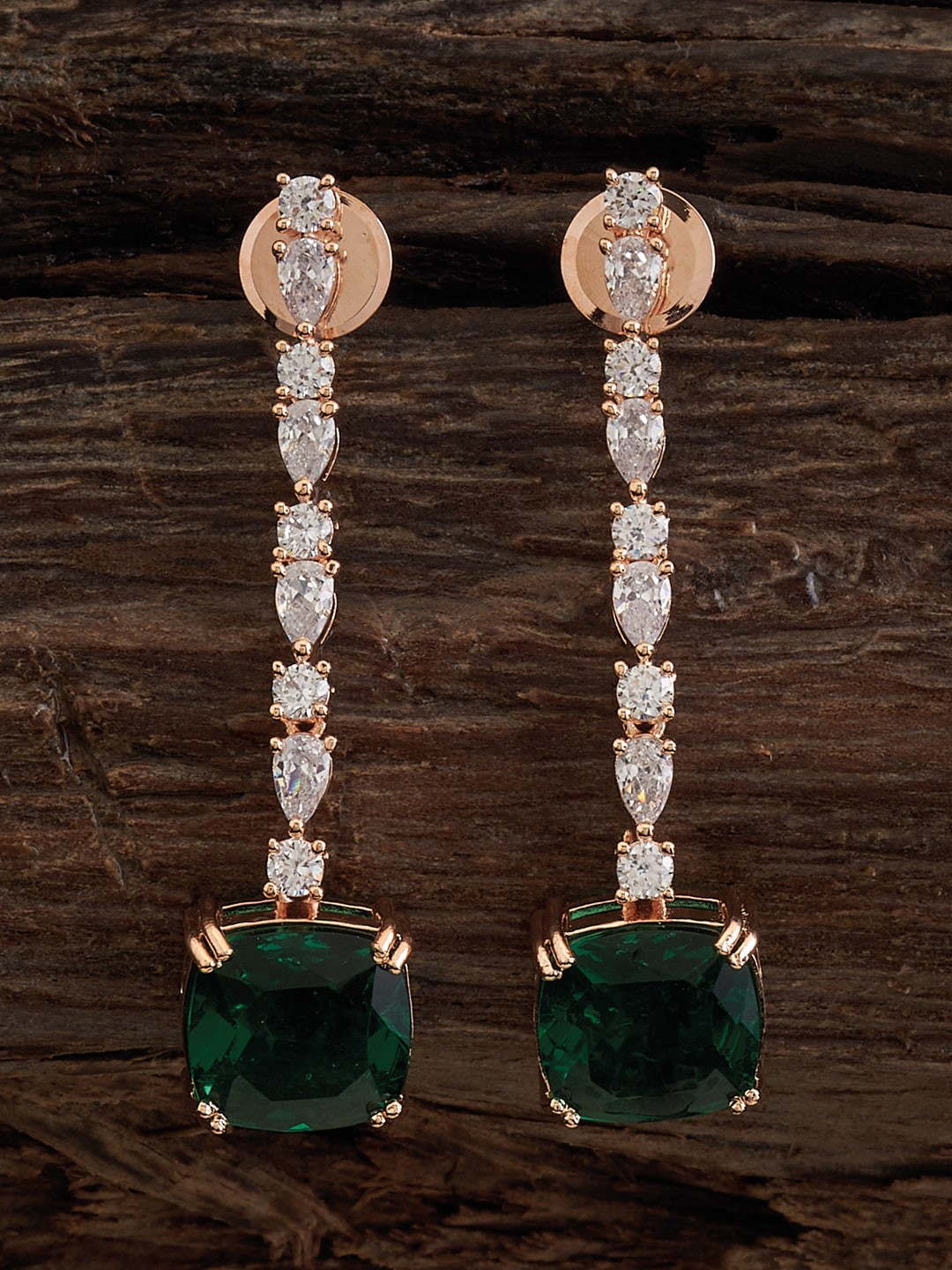 

Kushal's Fashion Jewellery Rose Gold-Plated Square Drop Earrings
