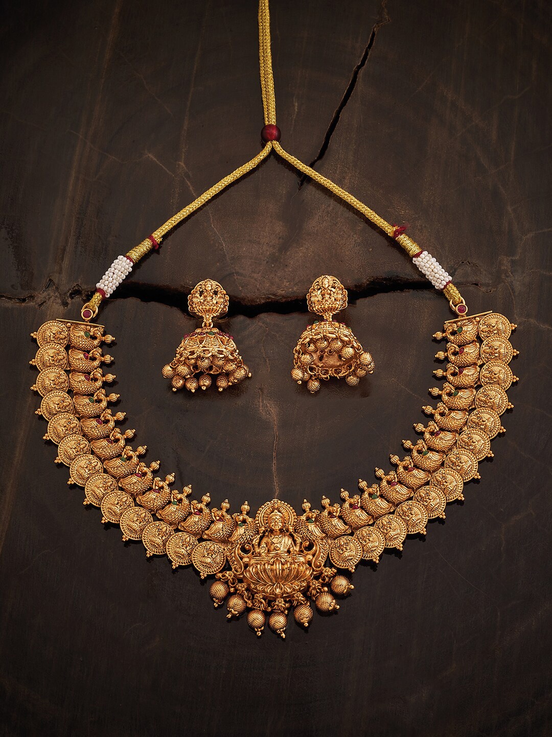 

Kushal's Fashion Jewellery Gold Plated Ruby Studded Jewellery Set