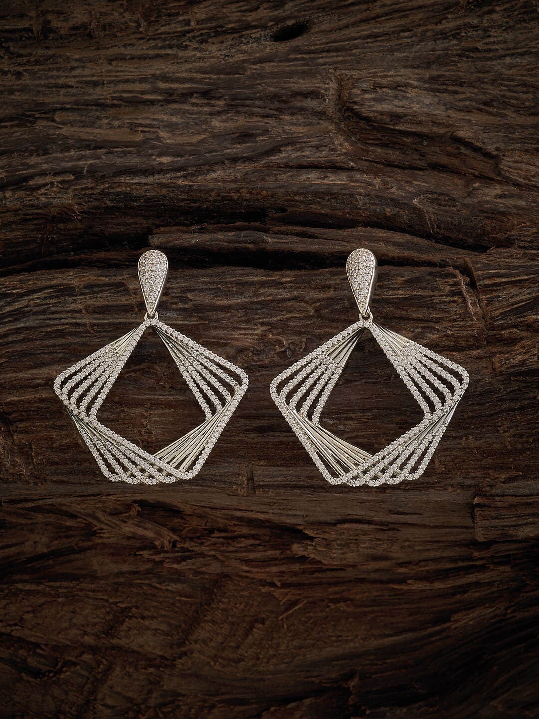 

Kushal's Fashion Jewellery Rhodium-Plated Contemporary Drop Earrings, Silver