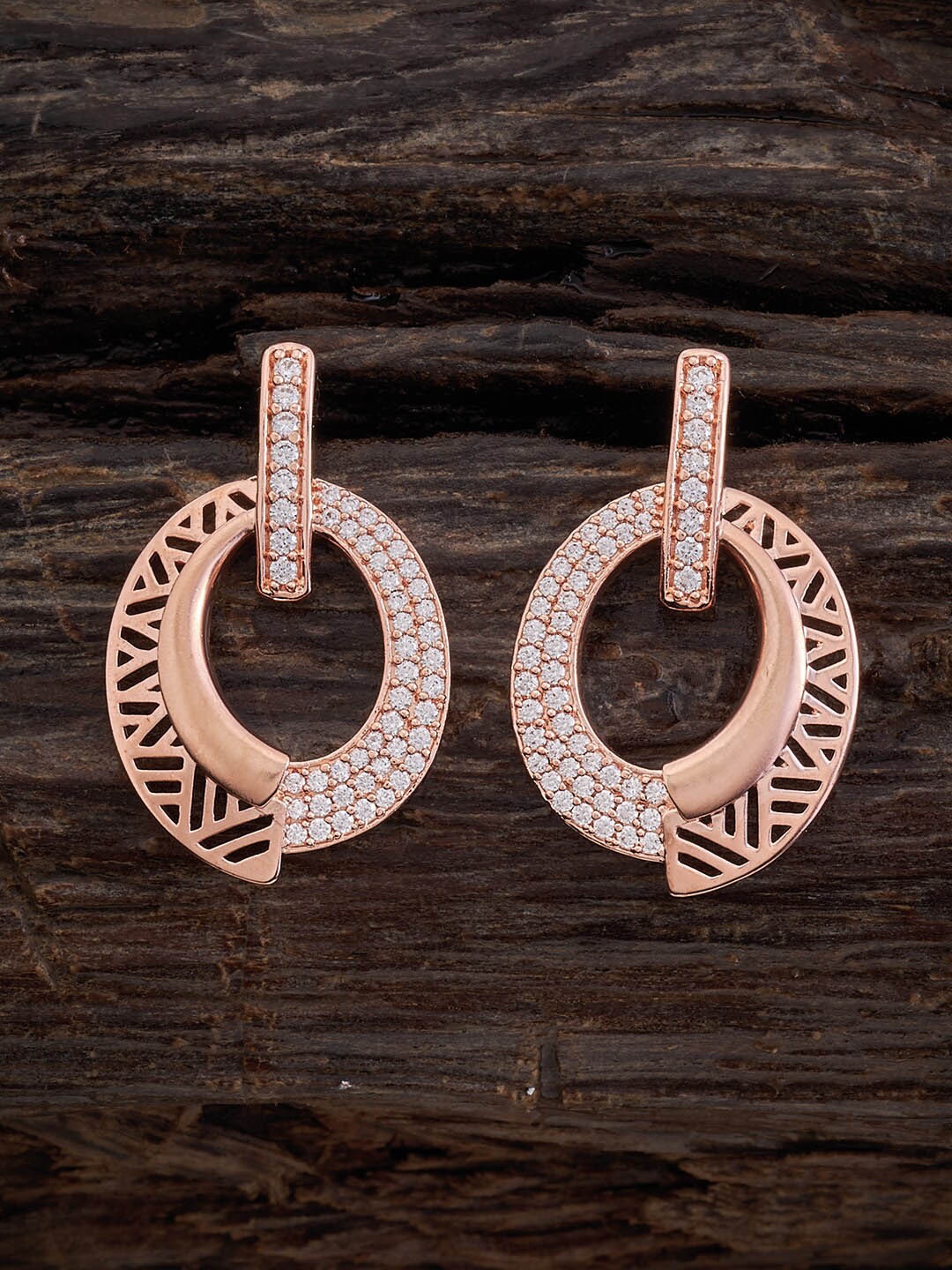 

Kushal's Fashion Jewellery Rose Gold-Plated Oval Drop Earrings, White