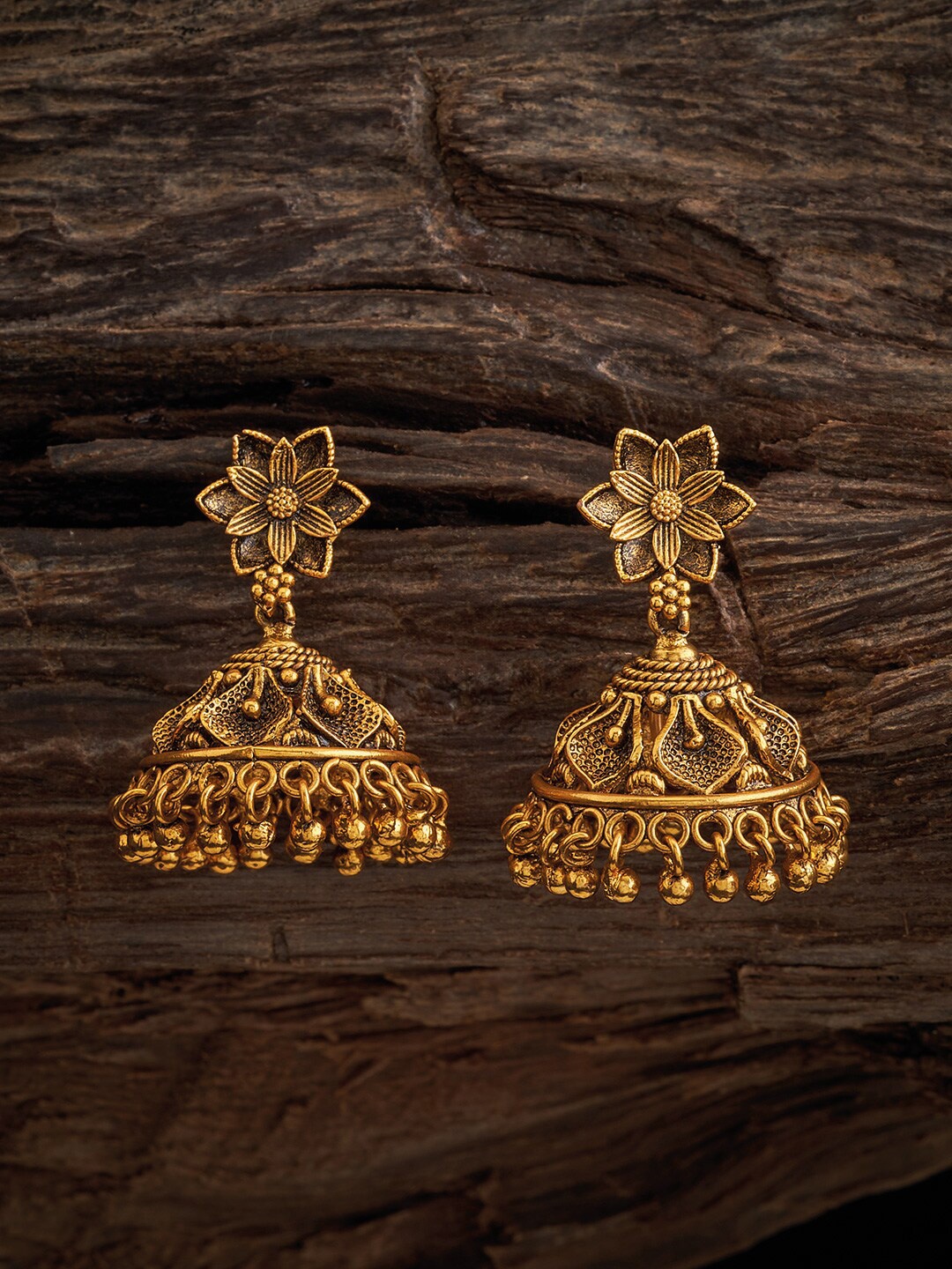 

Kushal's Fashion Jewellery Dome Shaped Jhumkas Earrings, Gold