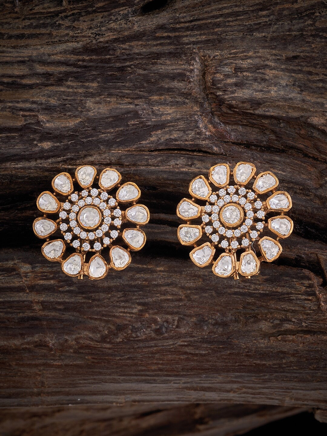 

Kushal's Fashion Jewellery 92.5 Pure Silver Circular Studs Earrings, White