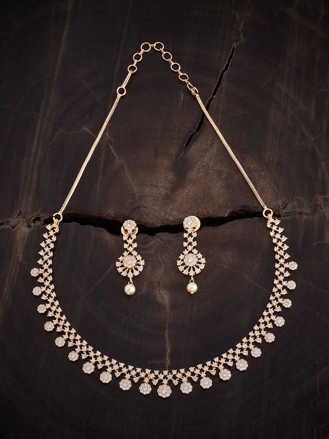 

Kushal's Fashion Jewellery Gold-Plated CZ-Studded Jewellery Set