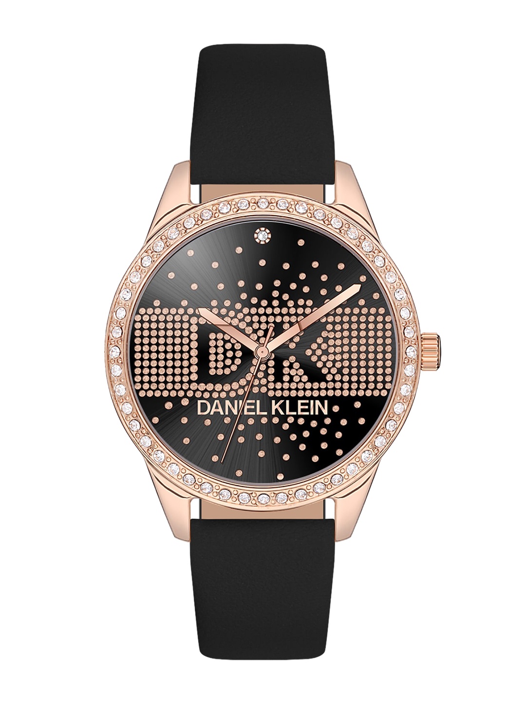 

Daniel Klein Women Embellished Dial & Leather Straps Analogue Watch, Black