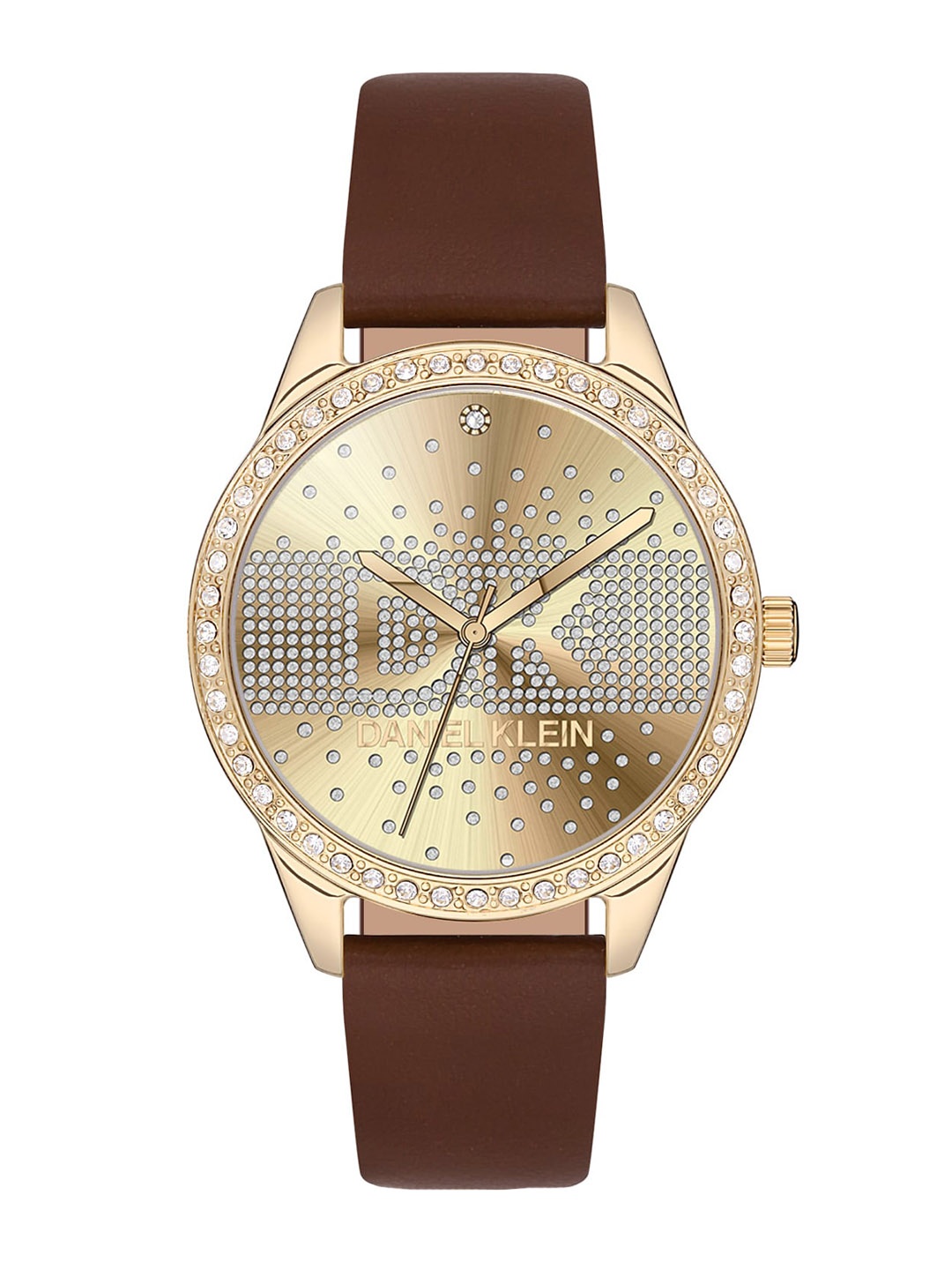 

Daniel Klein Women Embellished Dial & Brown Leather Straps Analogue Watch, Gold