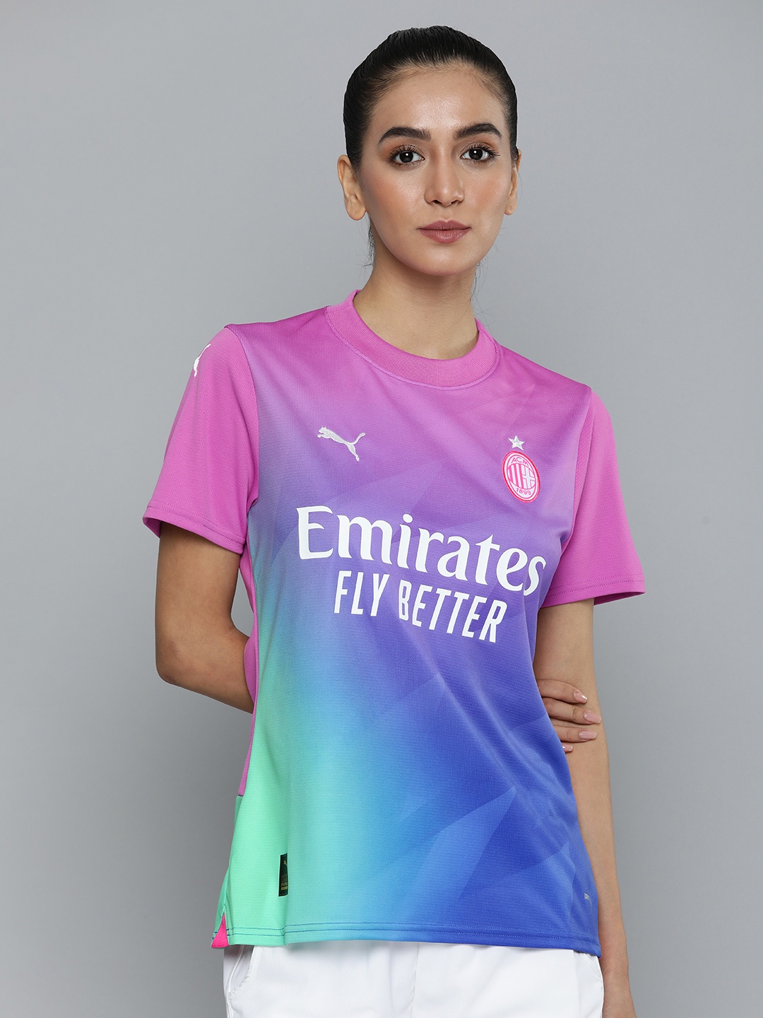 

Puma dryCELL A C Milan 23/24 Third Colourblocked Jersey T-shirt, Pink