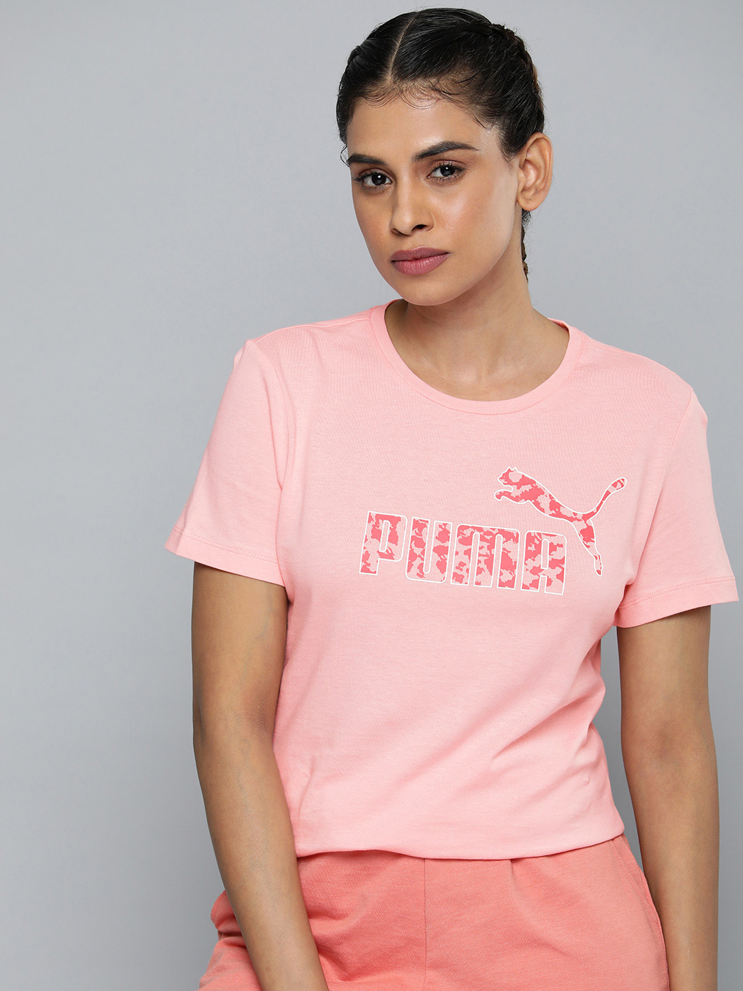 

Puma Brand Logo Printed ESS ANIMAL Pure Cotton T-shirt, Pink