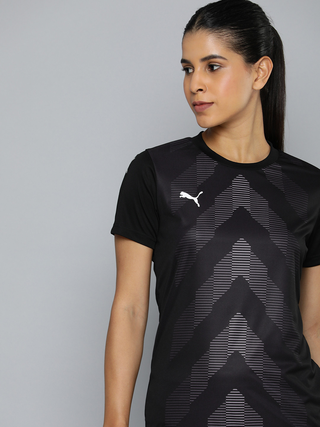

Puma dryCELL teamGLORY Geometric Printed Regular Fit Football T-shirt, Black