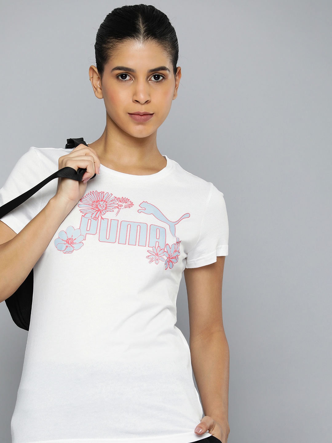 

Puma ESS Graphic Brand Logo Printed Pure Cotton T-shirt, White