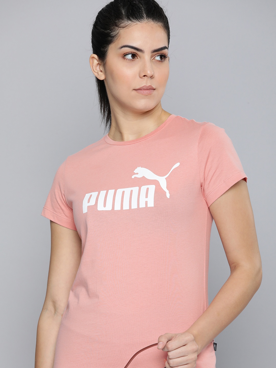 

Puma Brand Logo Printed Pure Cotton ESS T-shirt, Pink