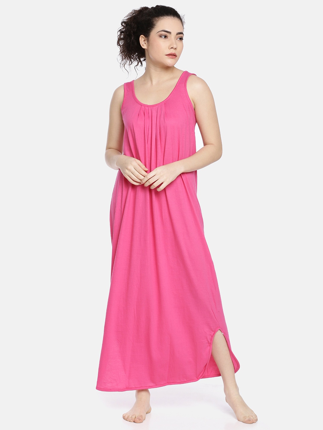 

GOLDSTROMS Round Neck Sleeveless Pure Cotton Maxi Nightdress, Fuchsia