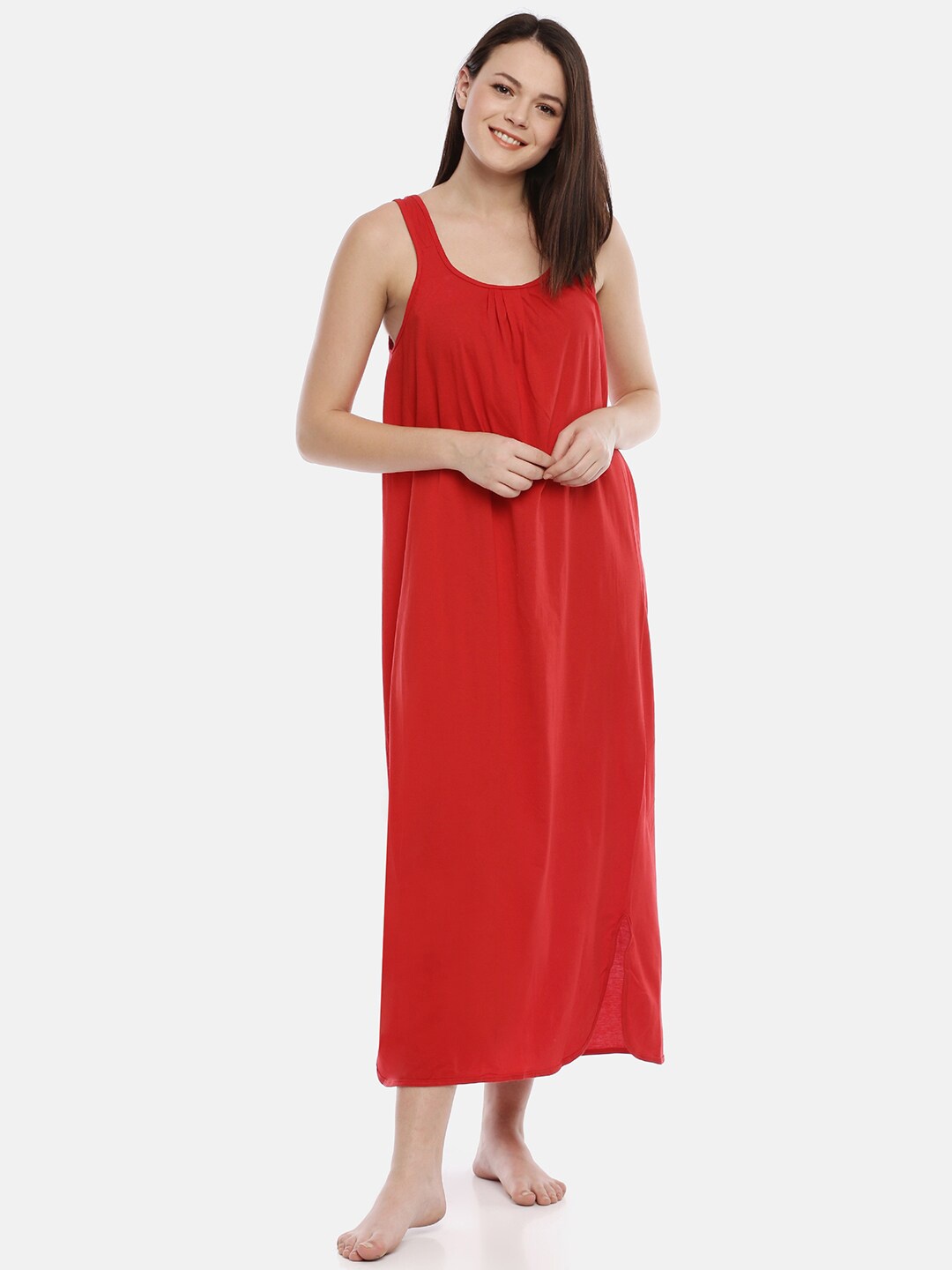 

GOLDSTROMS Scoop Neck Pure Cotton Maxi Night Slip Dress, Red