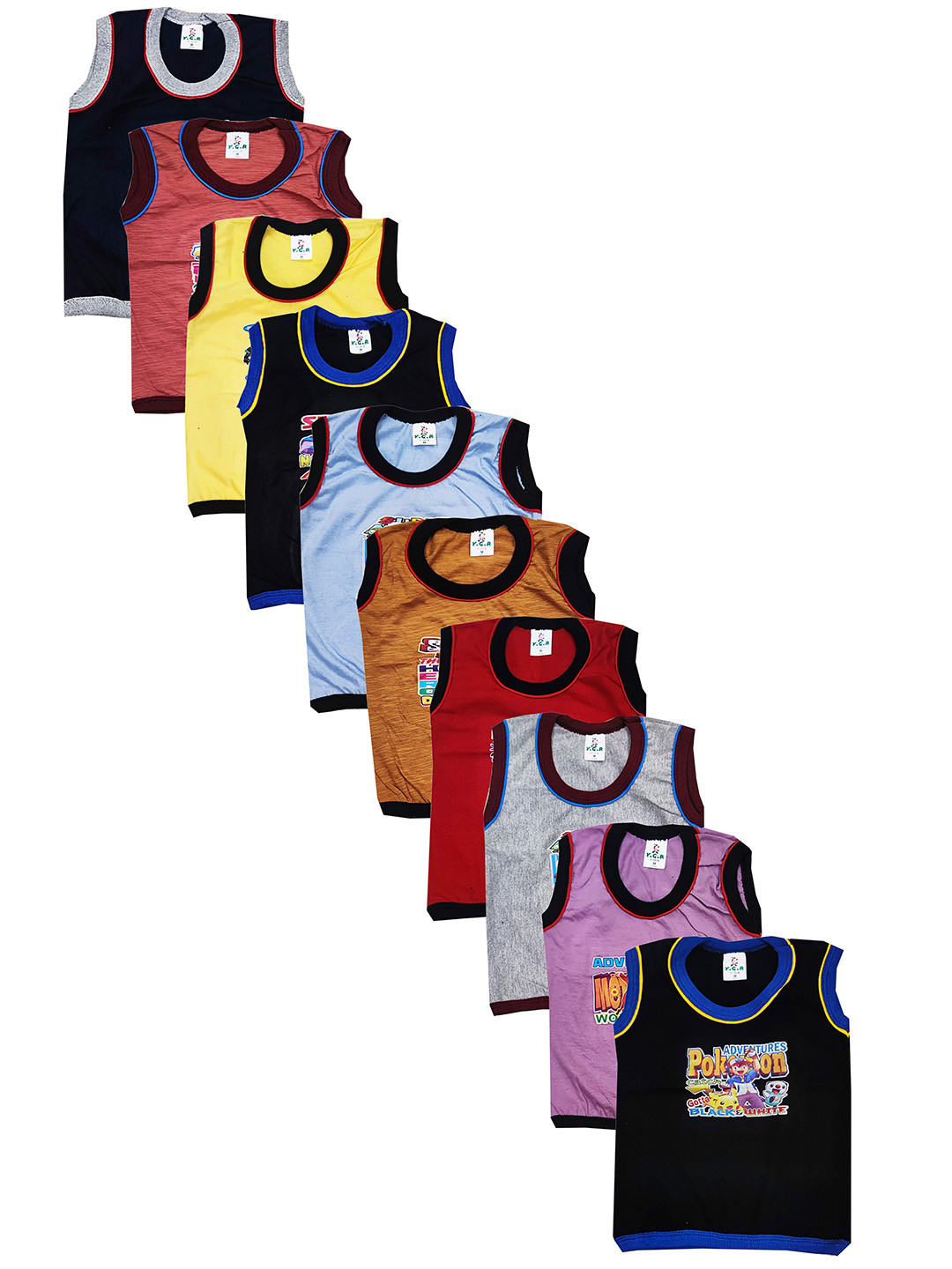 

KIFAYATI BAZAR Kids Unisex Pack of 10 Graphic Printed Cotton T-Shirt, Black