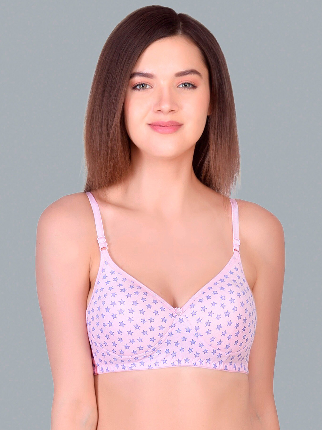 

Extoes Geometric Printed Full Coverage Lightly Padded T-shirt Bra with All Day Comfort, Pink