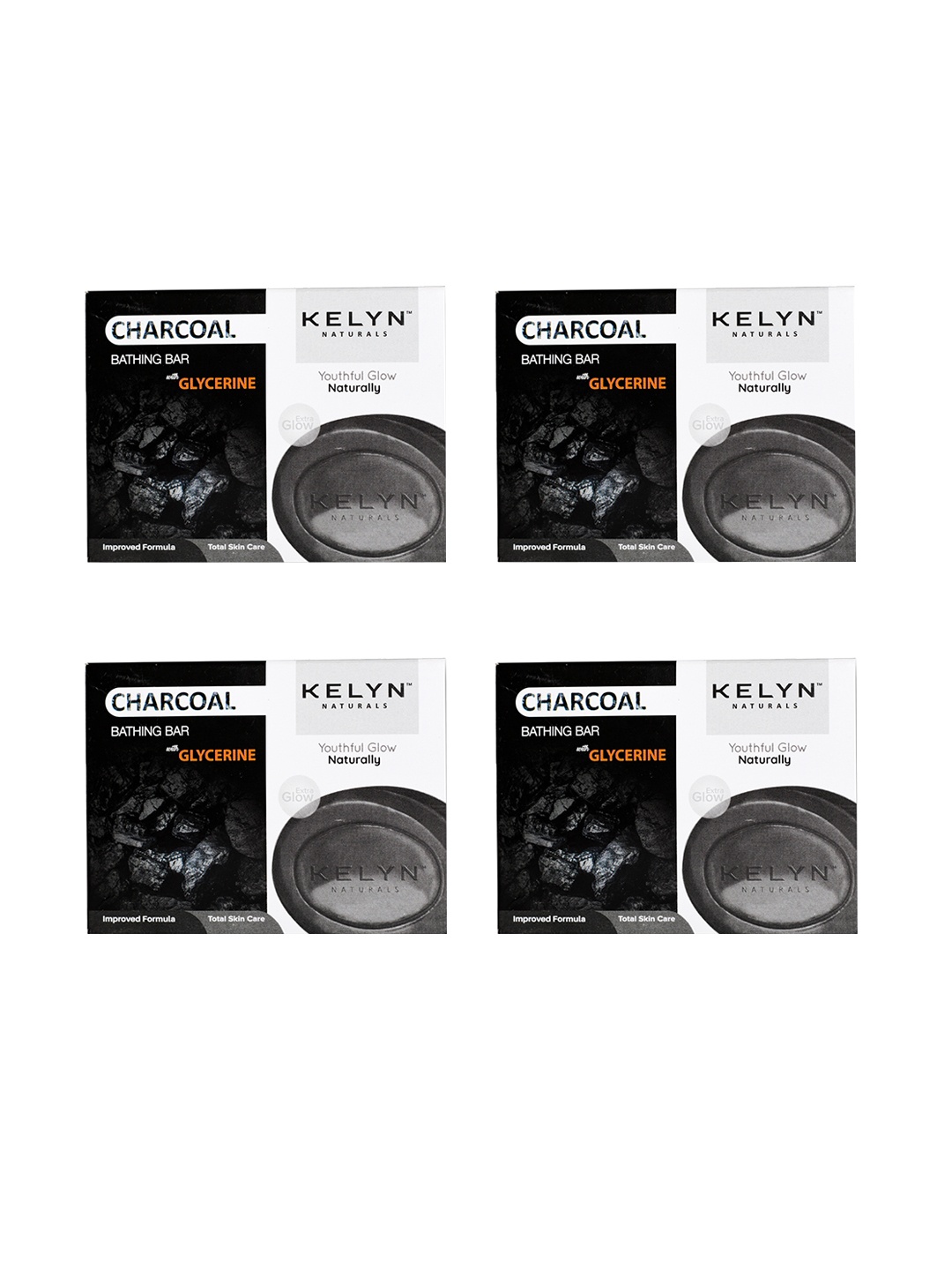 

KELYN Set Of 4 Charcoal Nourishing Soap With Glycerine For Deep Cleansing, Black