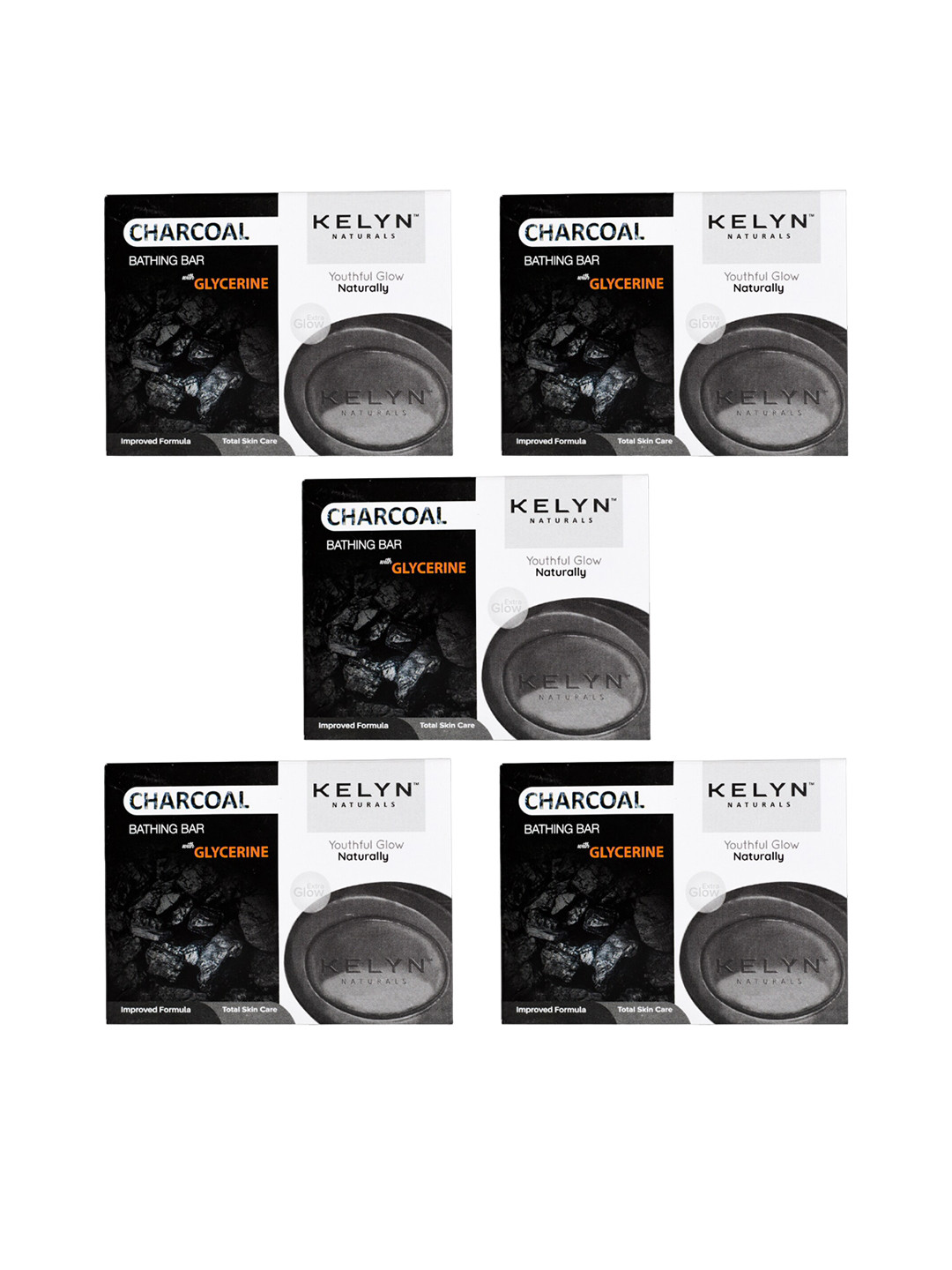 

KELYN Set of 5 Charcoal Nourishing Soap with Glycerine Deep Cleansing Charcoal Soap, Black
