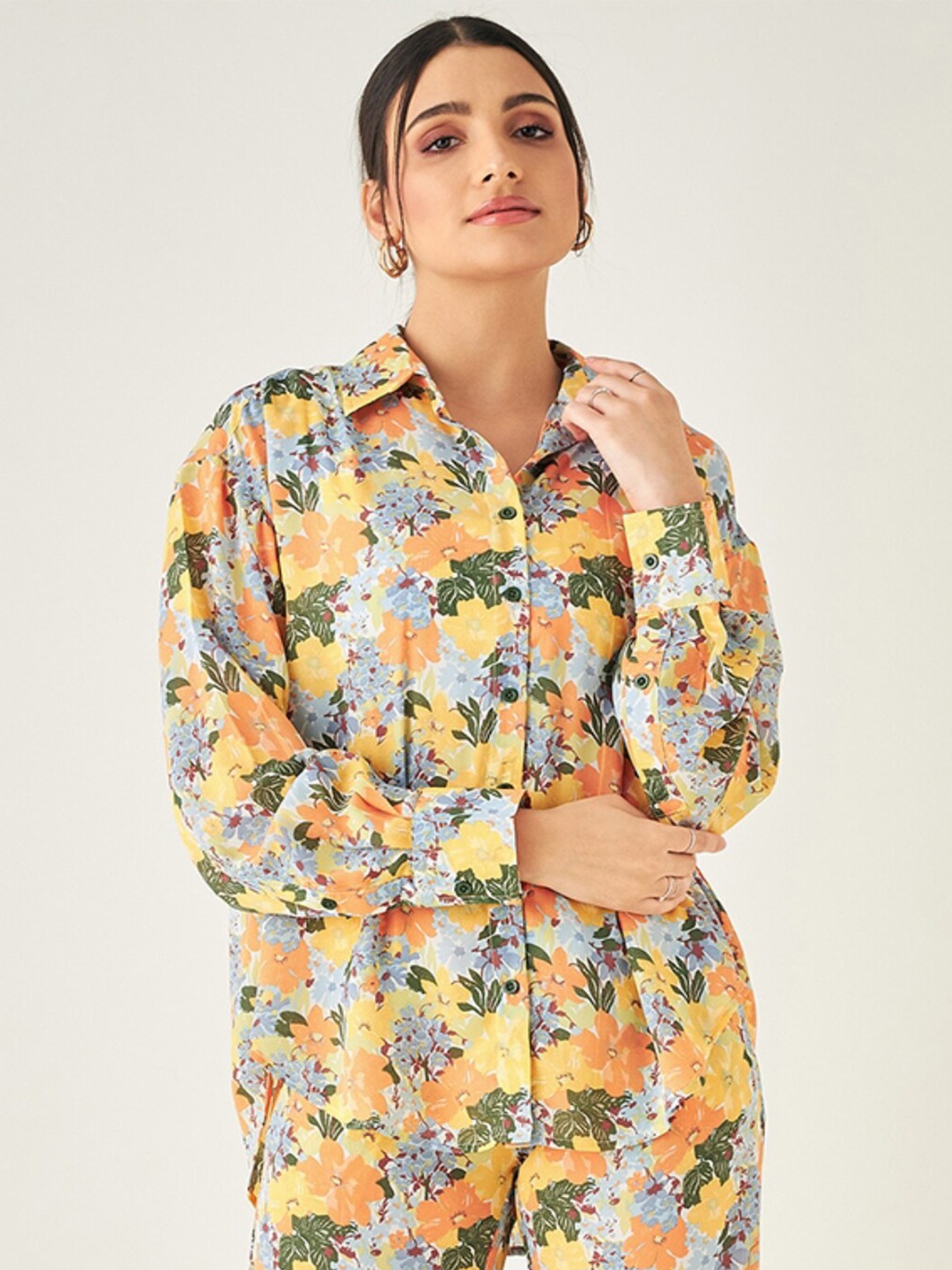 

JUNE & HARRY Relaxed Floral Printed Casual Shirt, Orange