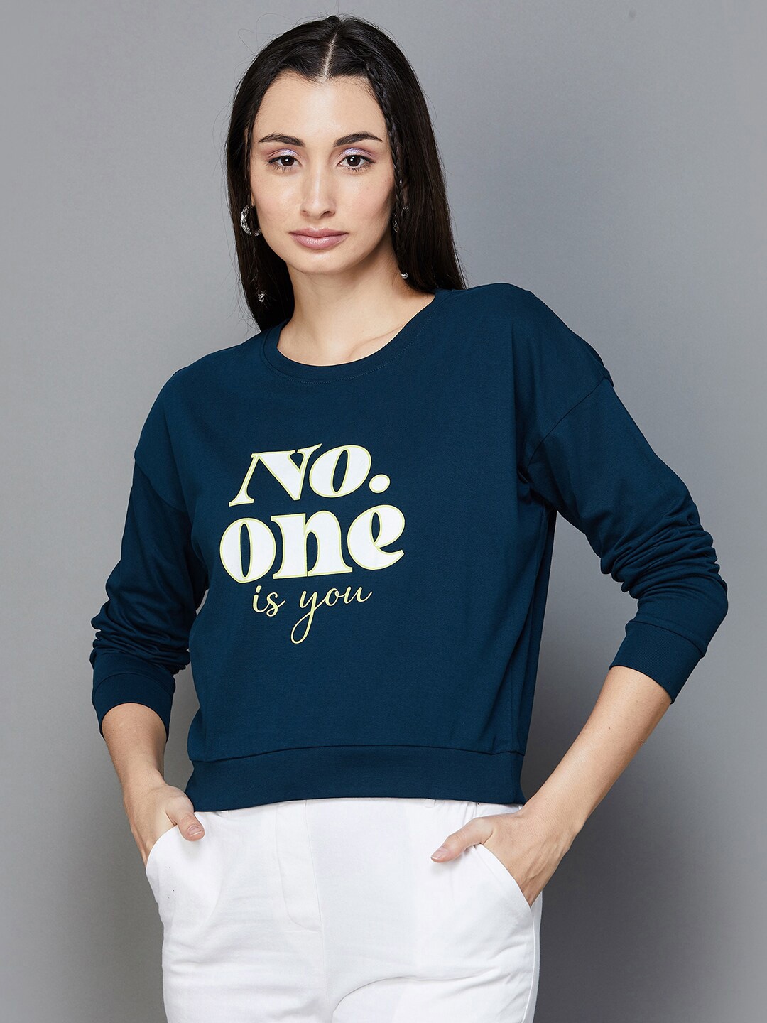 

Ginger by Lifestyle Typography Printed Pure Cotton Sweatshirt, Teal