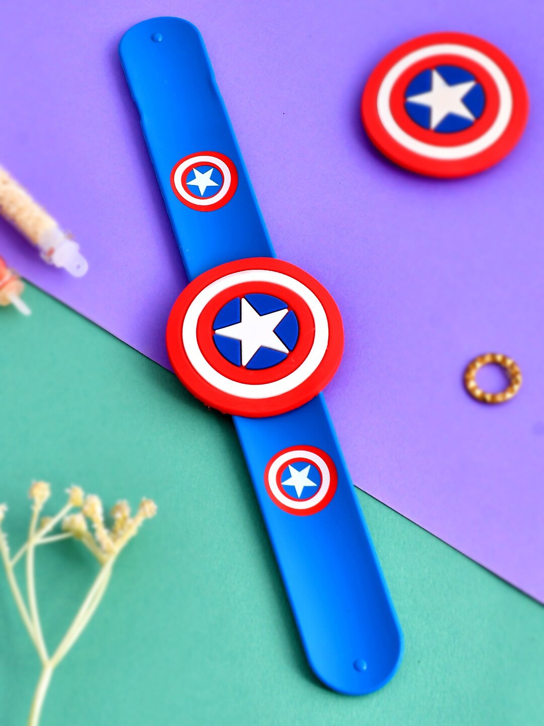 

Shoshaa Kids Captain America Charm Detail Wraparound Rakhi, Blue