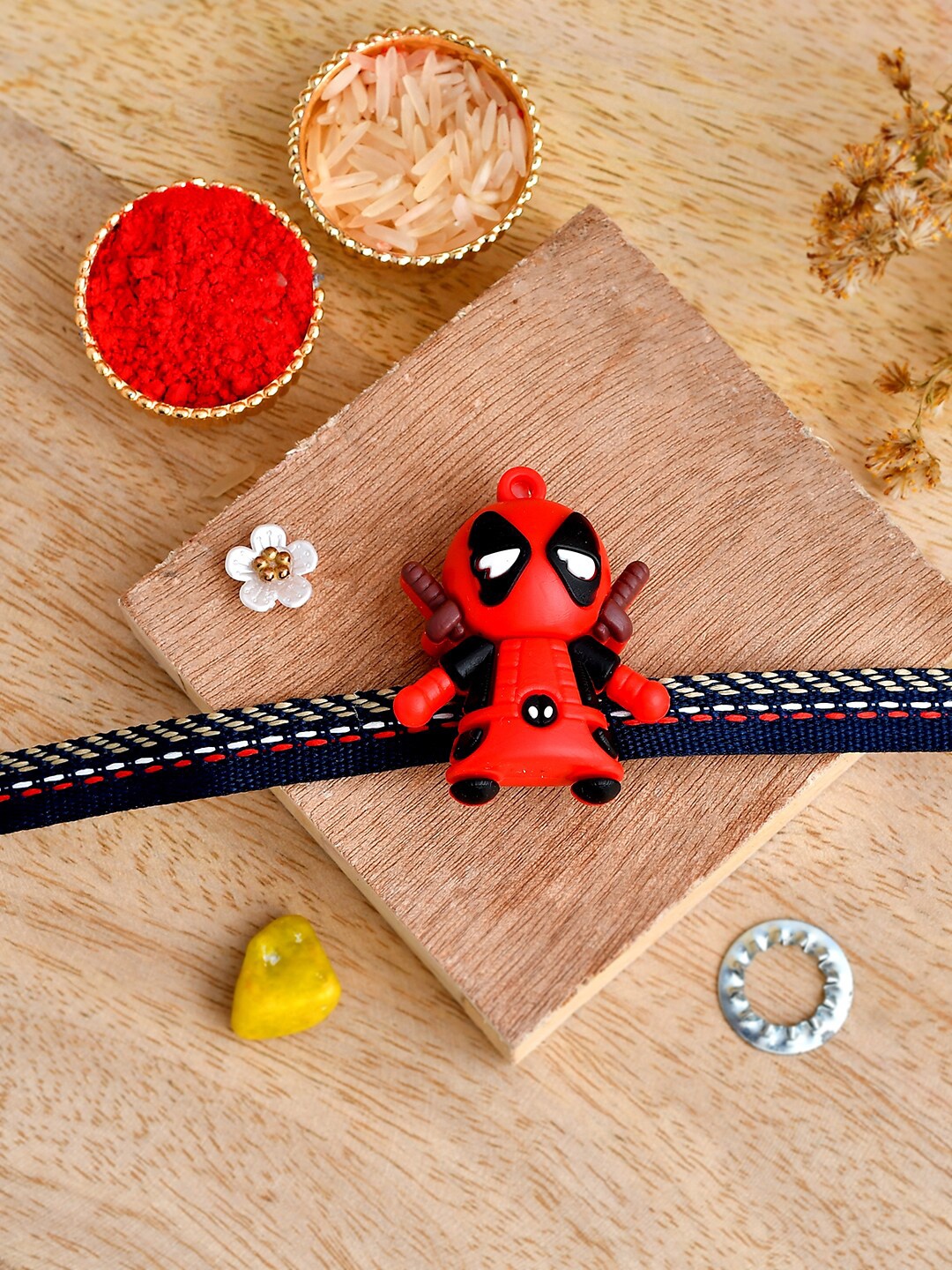 

Shoshaa Red & Black Avenger Kids Rakhi with Roli Chawal