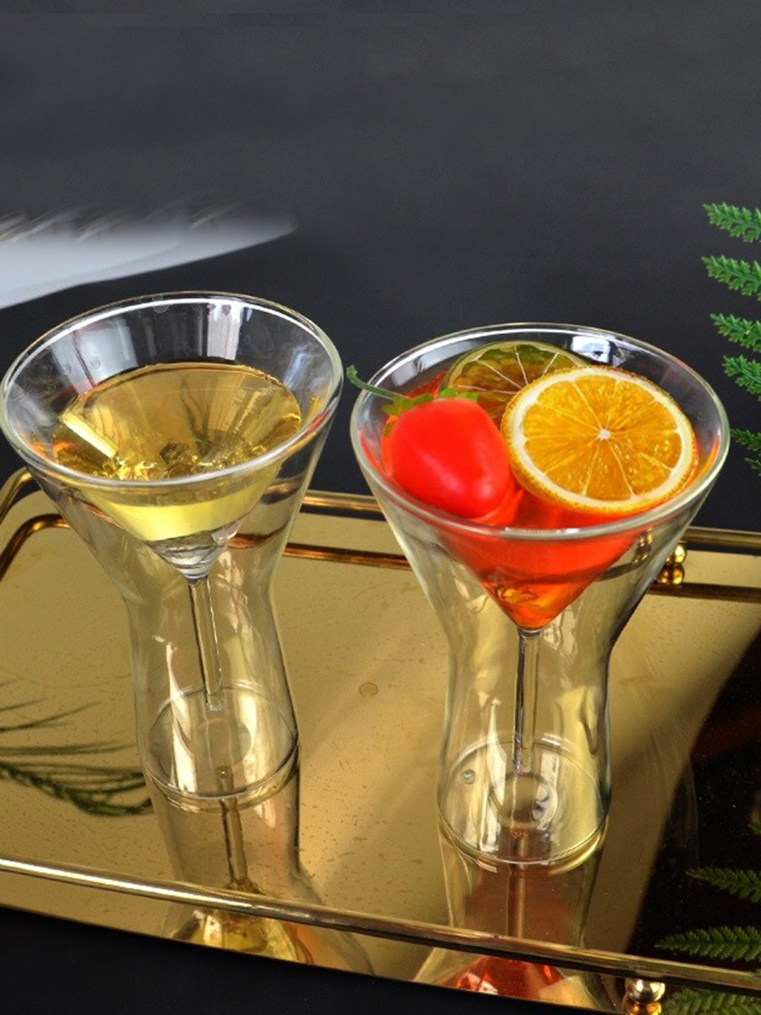 

MELBIFY Transparent 2 Pieces Glass Double Wall Martini Glasses