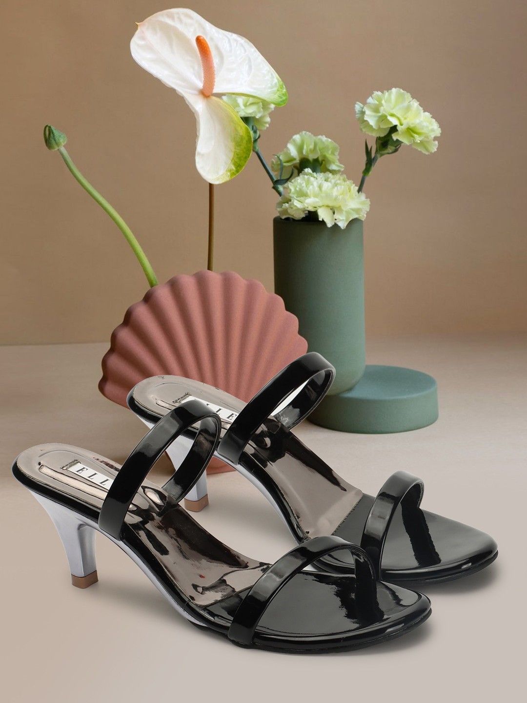 

ELLE Open Toe Kitten Heels, Black