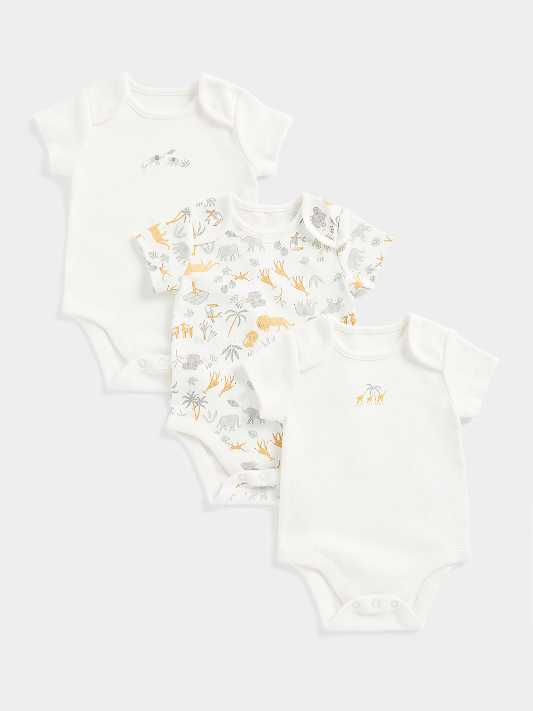

mothercare Infants Set Of 3 Pure Cotton Printed Bodysuit, White