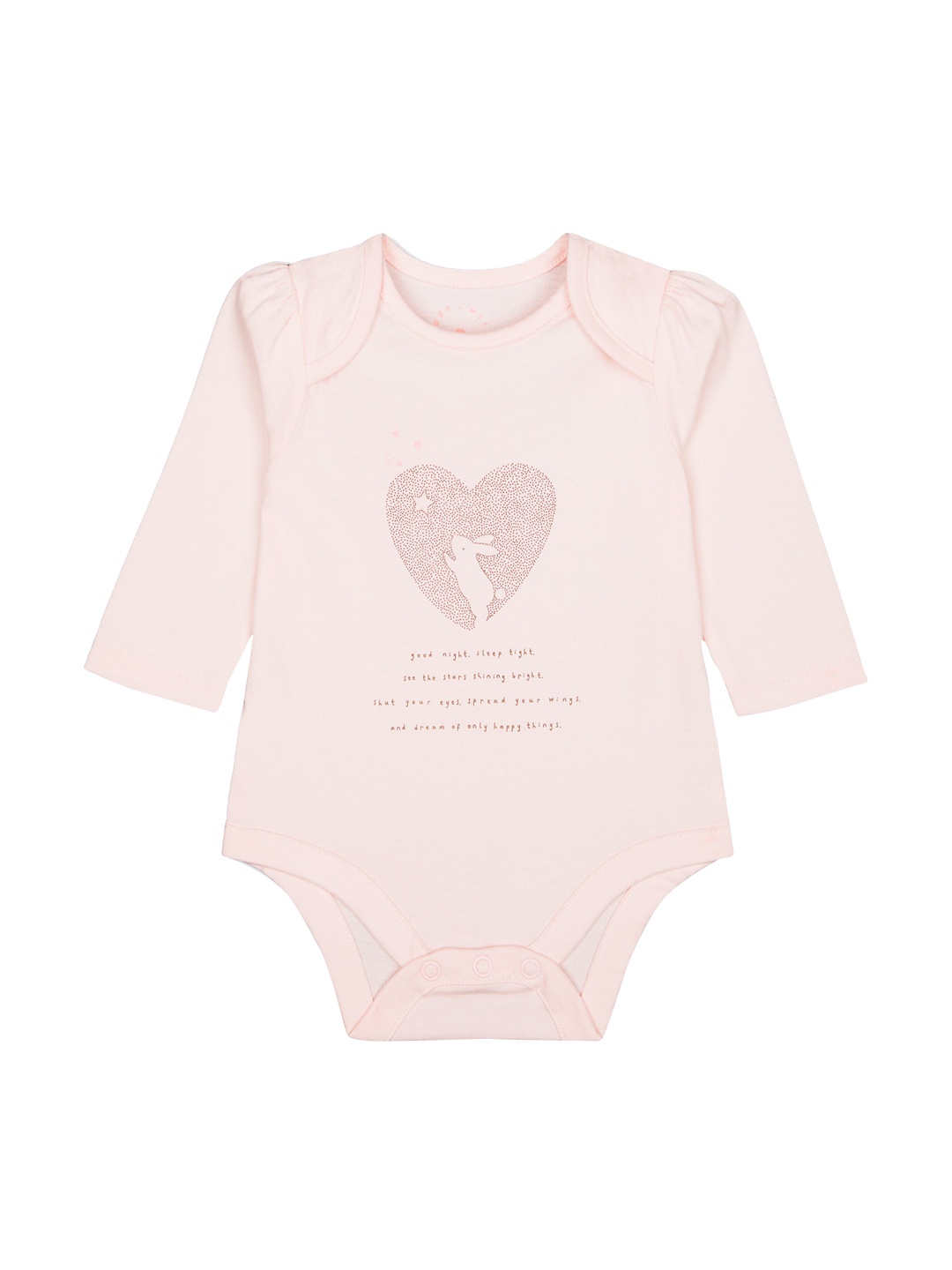 

mothercare Infant Girls Pure Cotton Typographic Printed Bodysuit, Pink