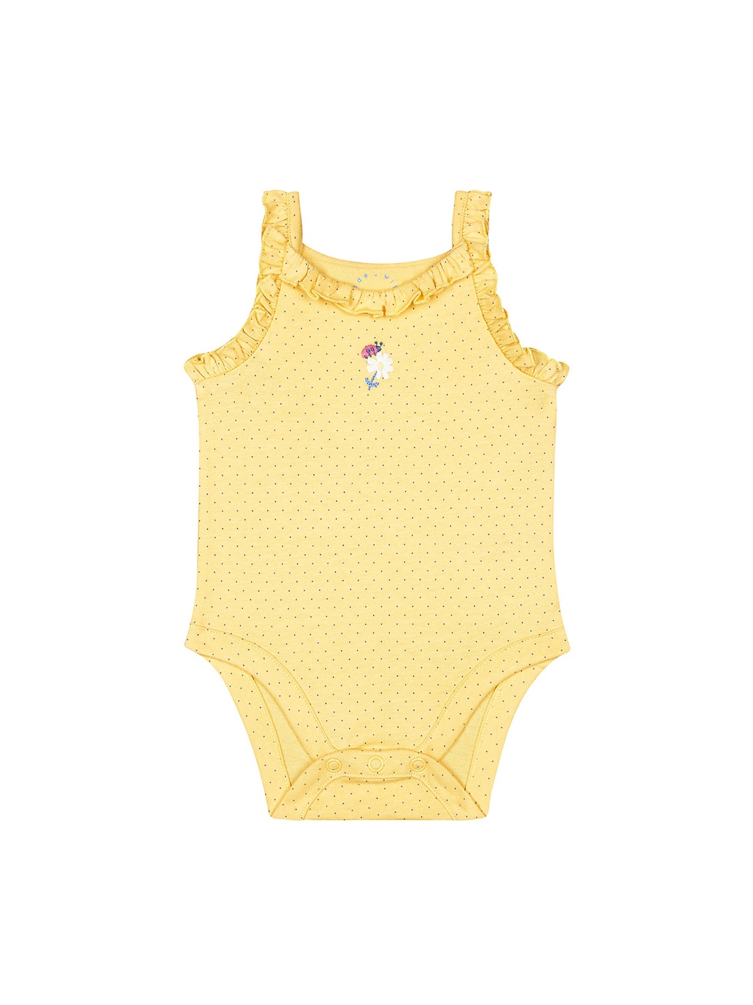 

mothercare Infant Girls Pure Cotton Geometric Printed Bodysuit, Yellow