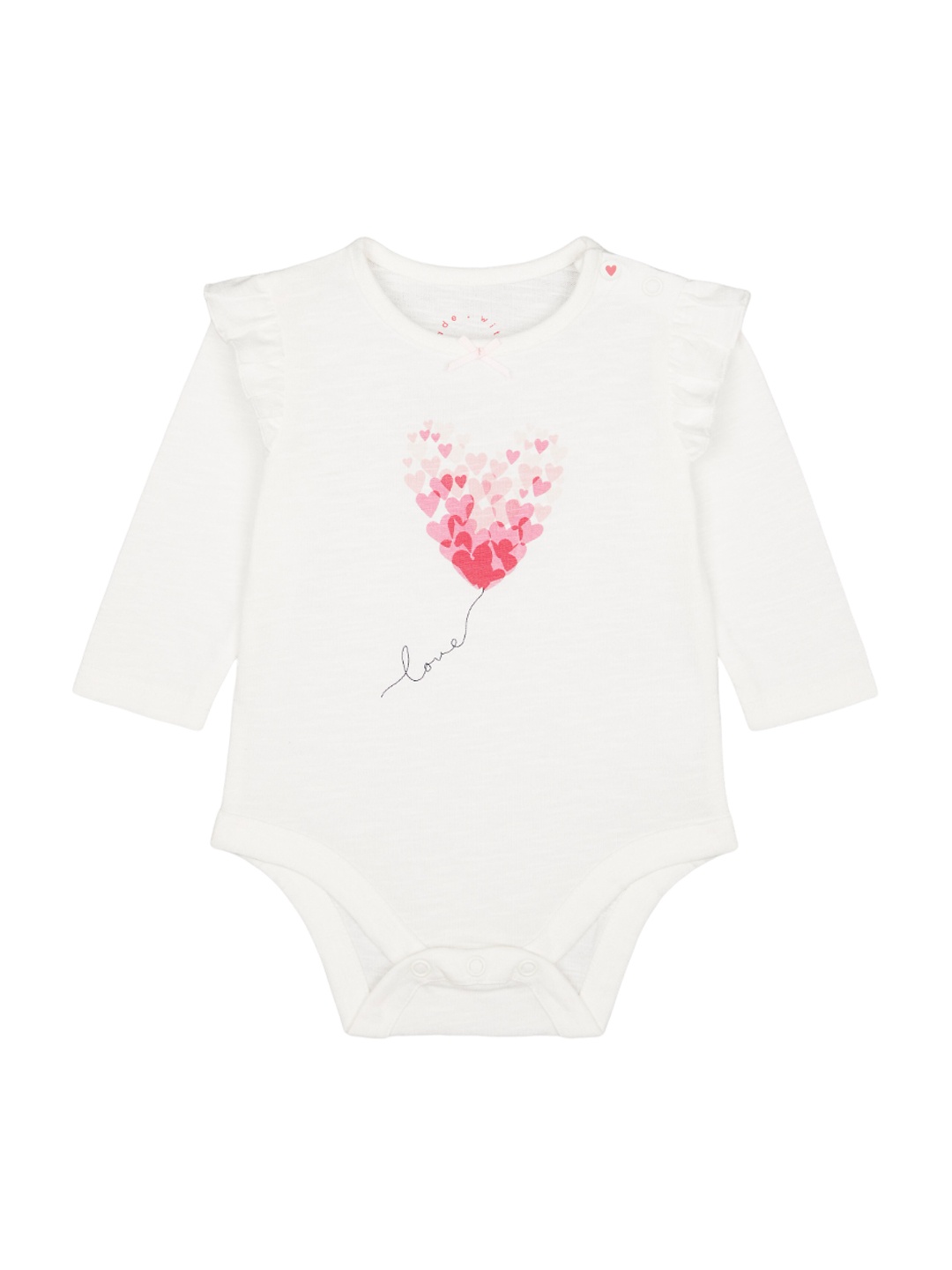 

mothercare Infant Girls Pure Cotton Graphic Printed Bodysuit, White