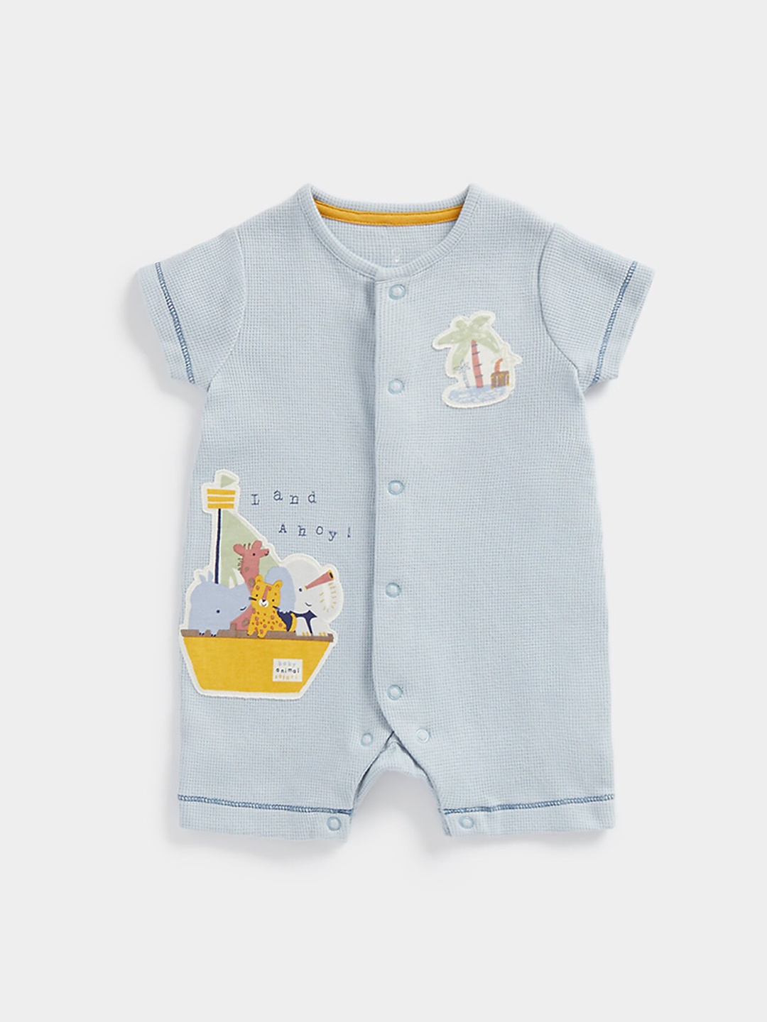

mothercare Infants Printed Pure Cotton Rompers, Blue
