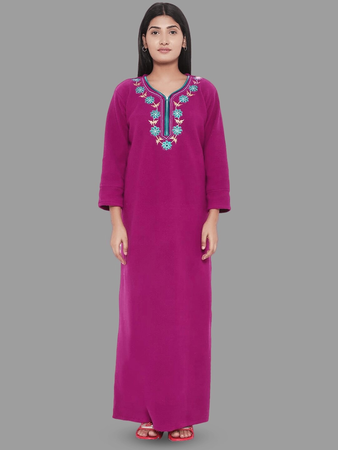 

PALIVAL Embroidered Maxi Nightdress, Maroon