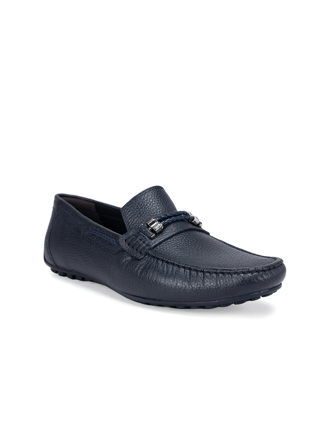 

ROSSO BRUNELLO Men Leather Loafers Formal Shoes, Navy blue