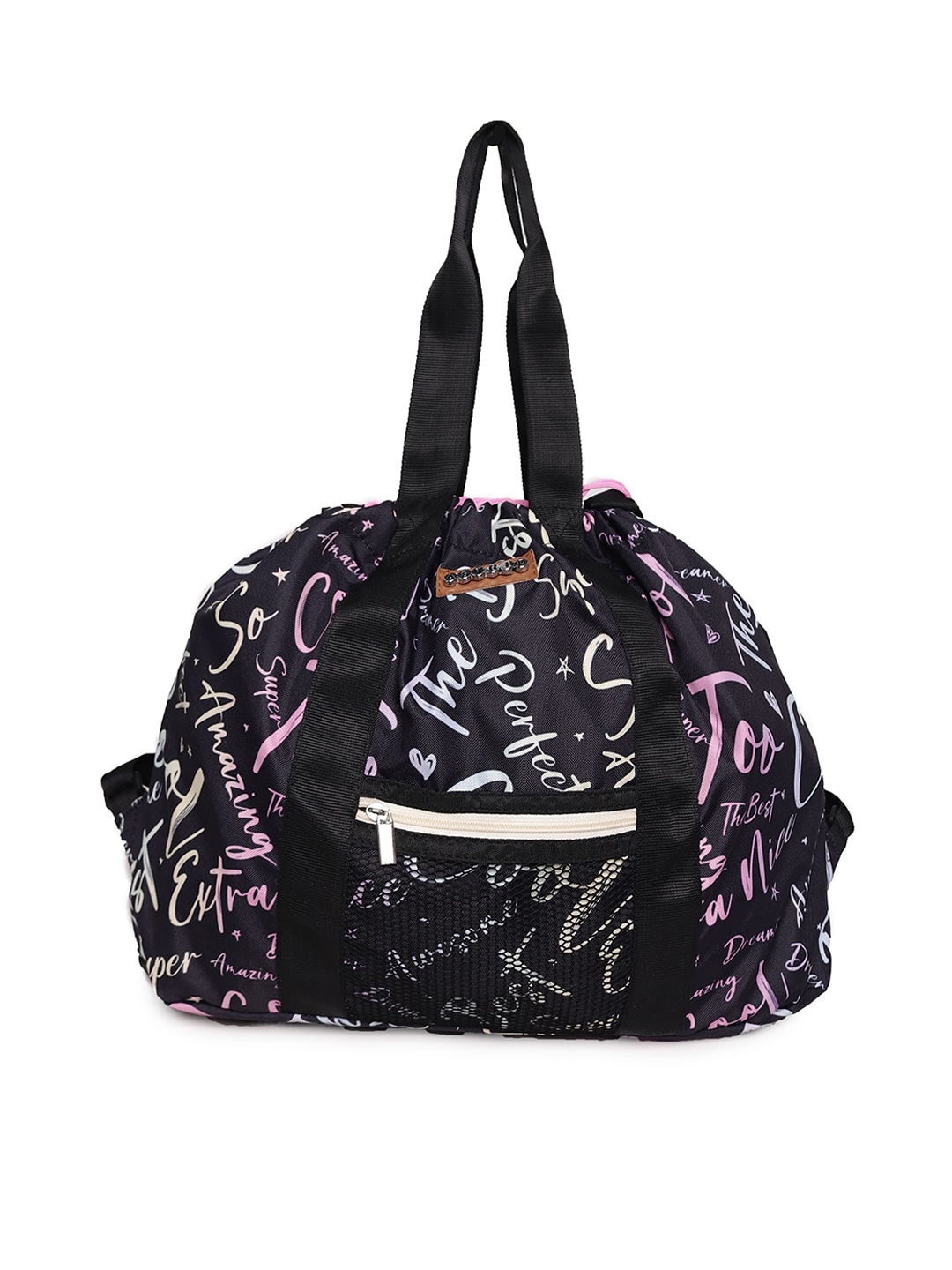 

ASTRID Typography Printed Structured Shoulder Bag, Black