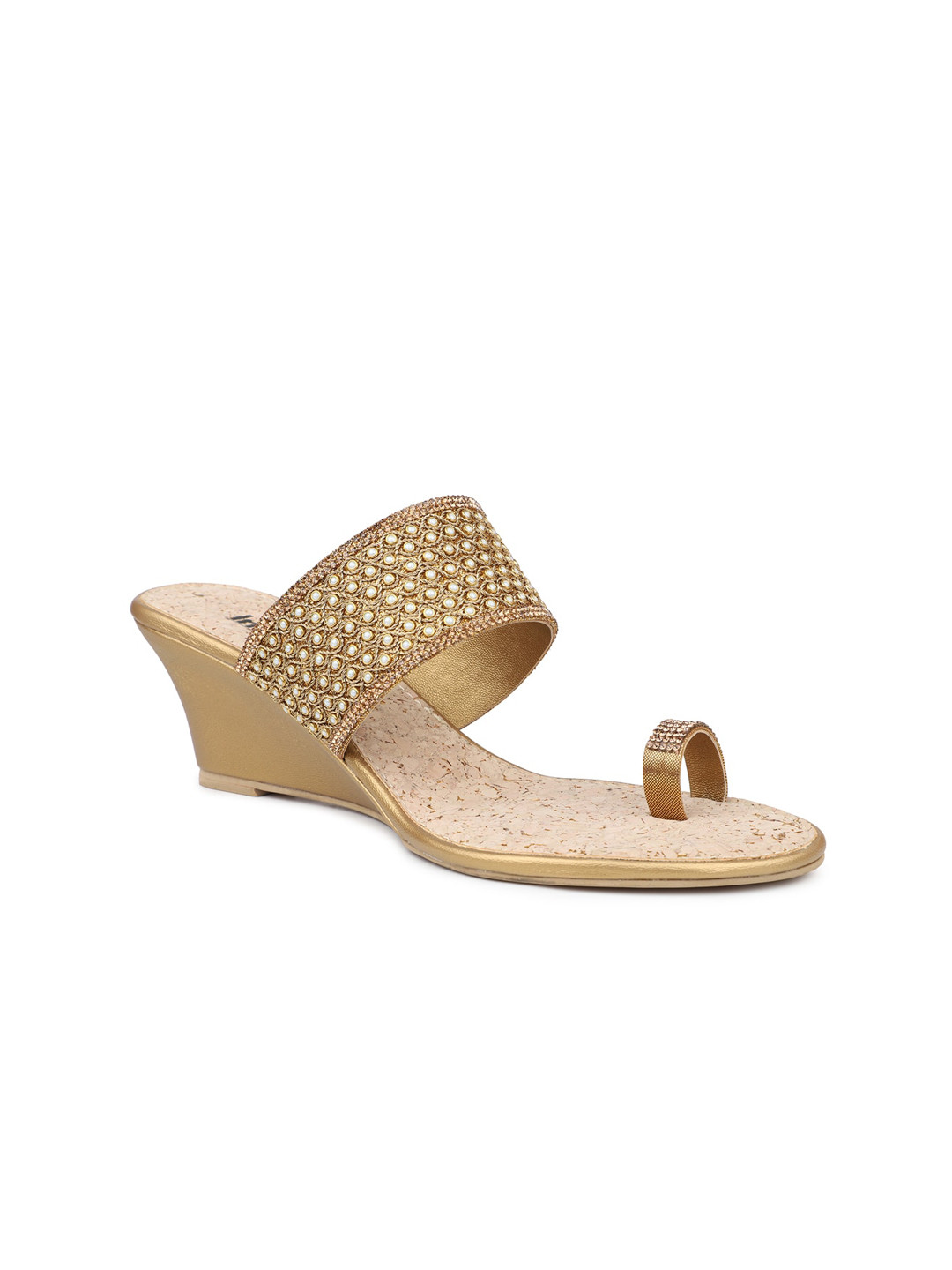 

Inc 5 Embellished Ethnic Wedge Heels, Gold