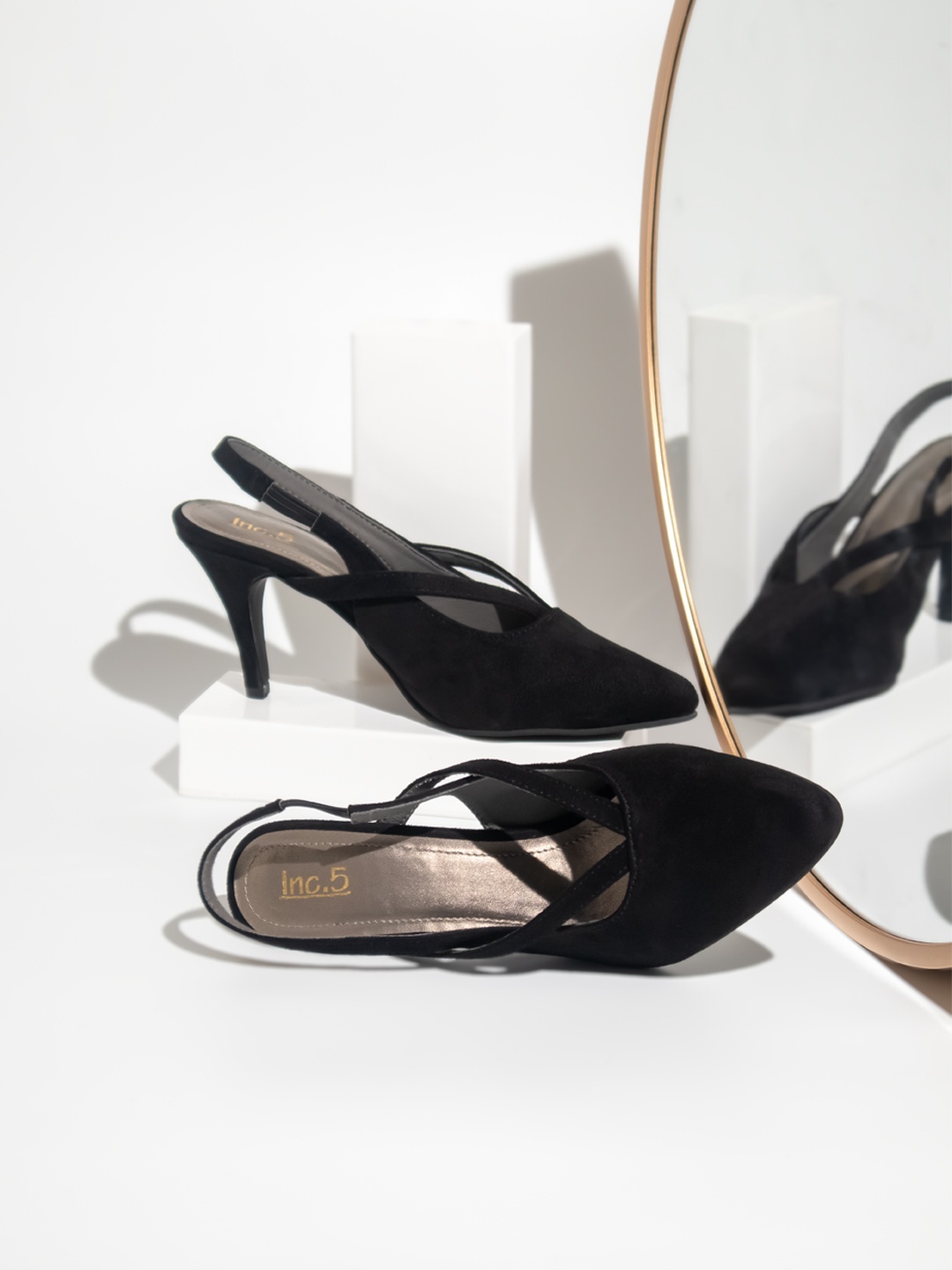 

Inc 5 Pointed Toe Stiletto Pumps With Backstrap, Black