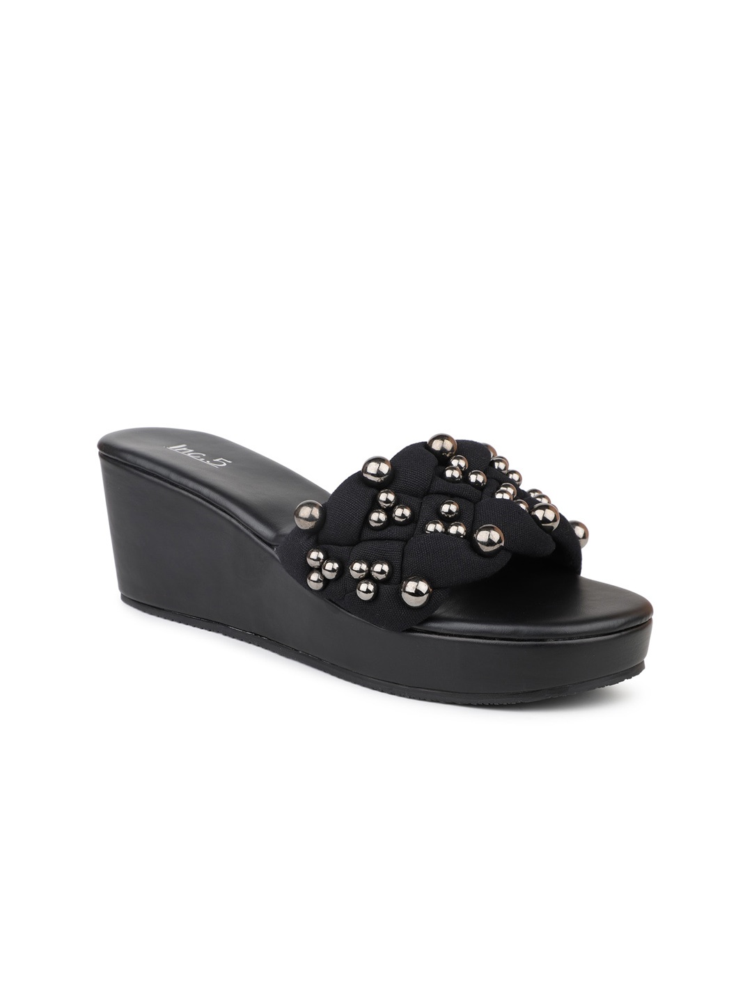 

Inc 5 Embellished Open Toe Wedges, Black