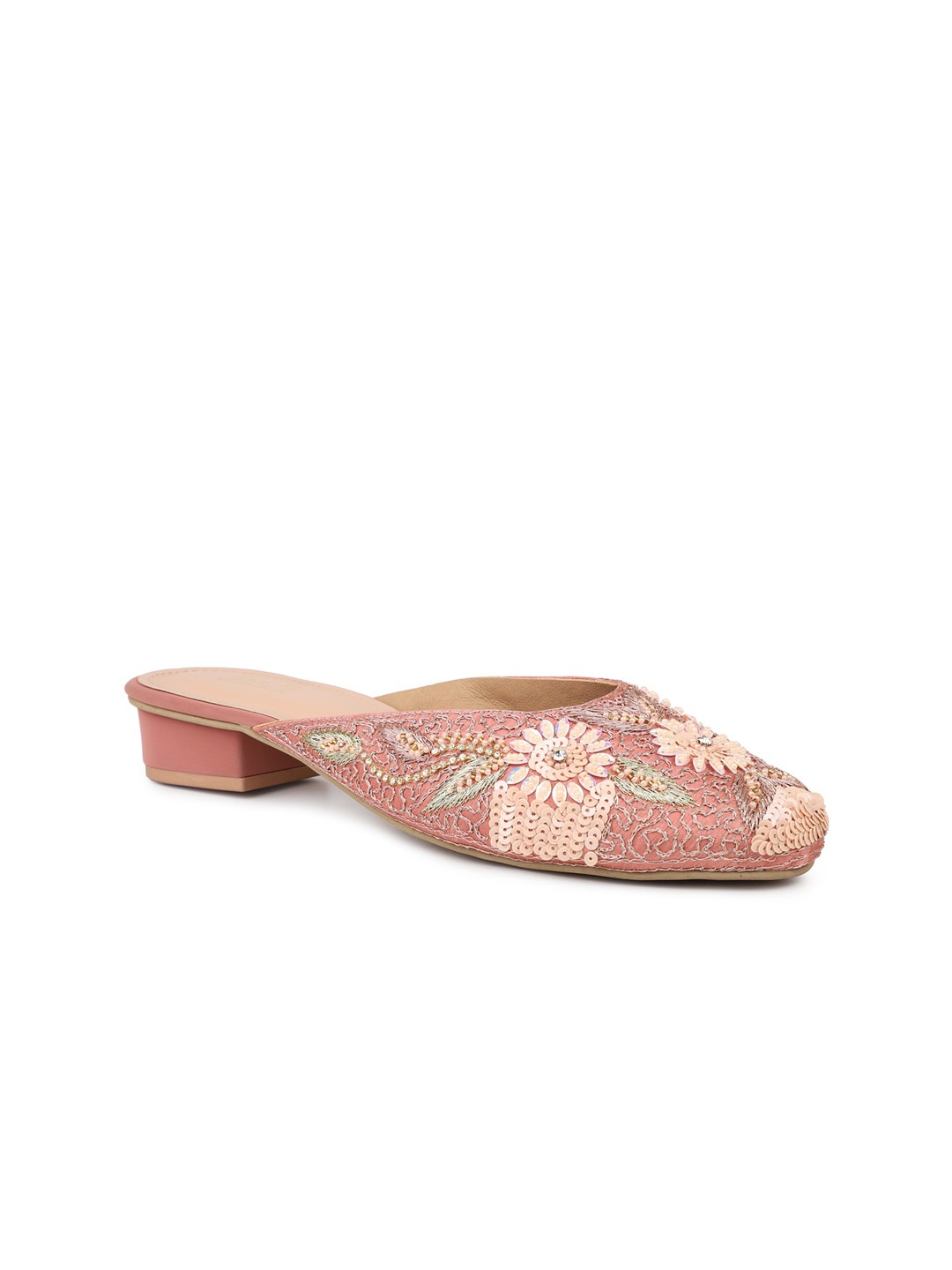 

Inc 5 Embellished Ethnic Block Mules, Rose gold